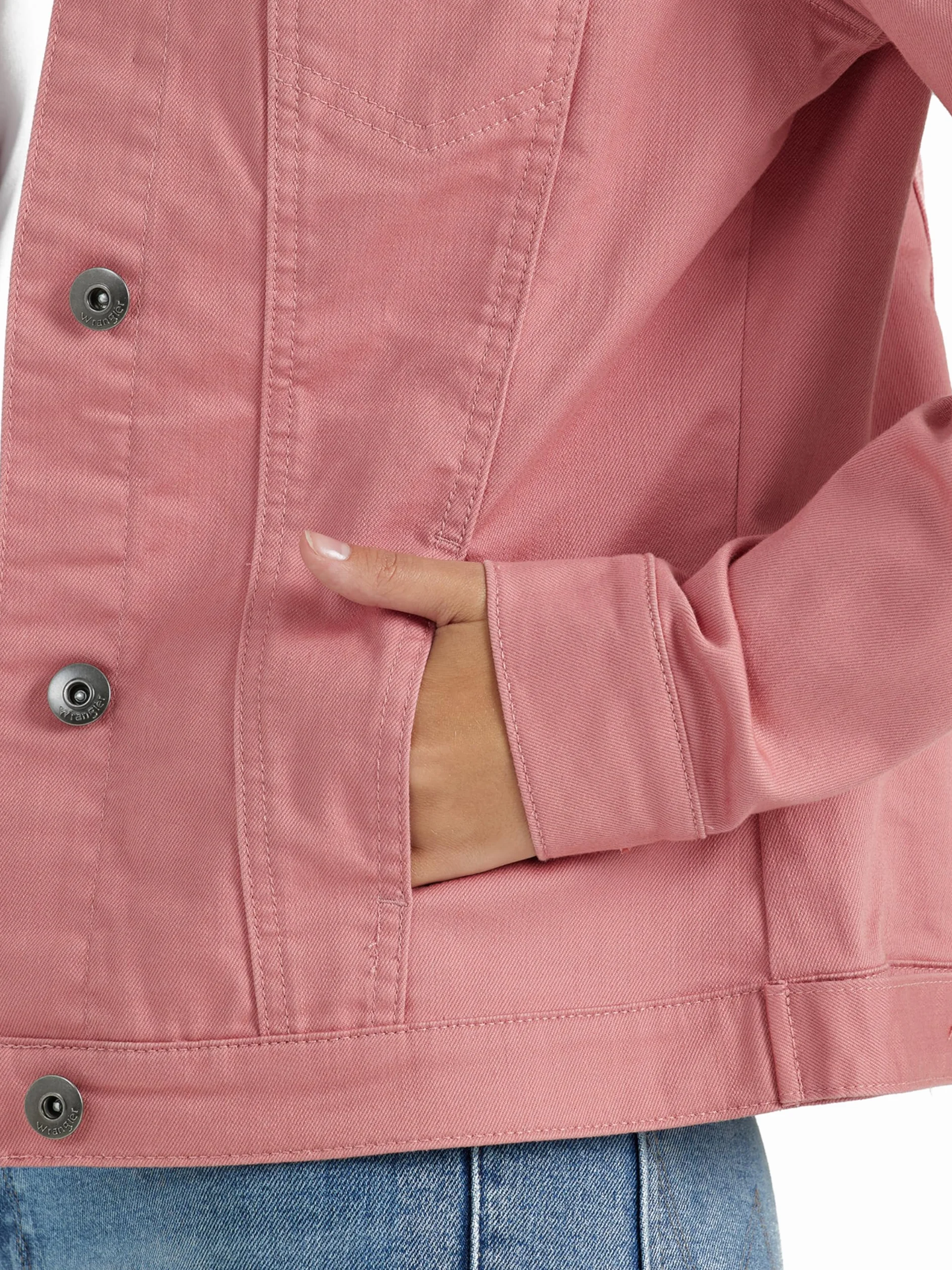 Wrangler Authentics Damska kurtka dżinsowa ze stretchem, Pudrowy róż, M