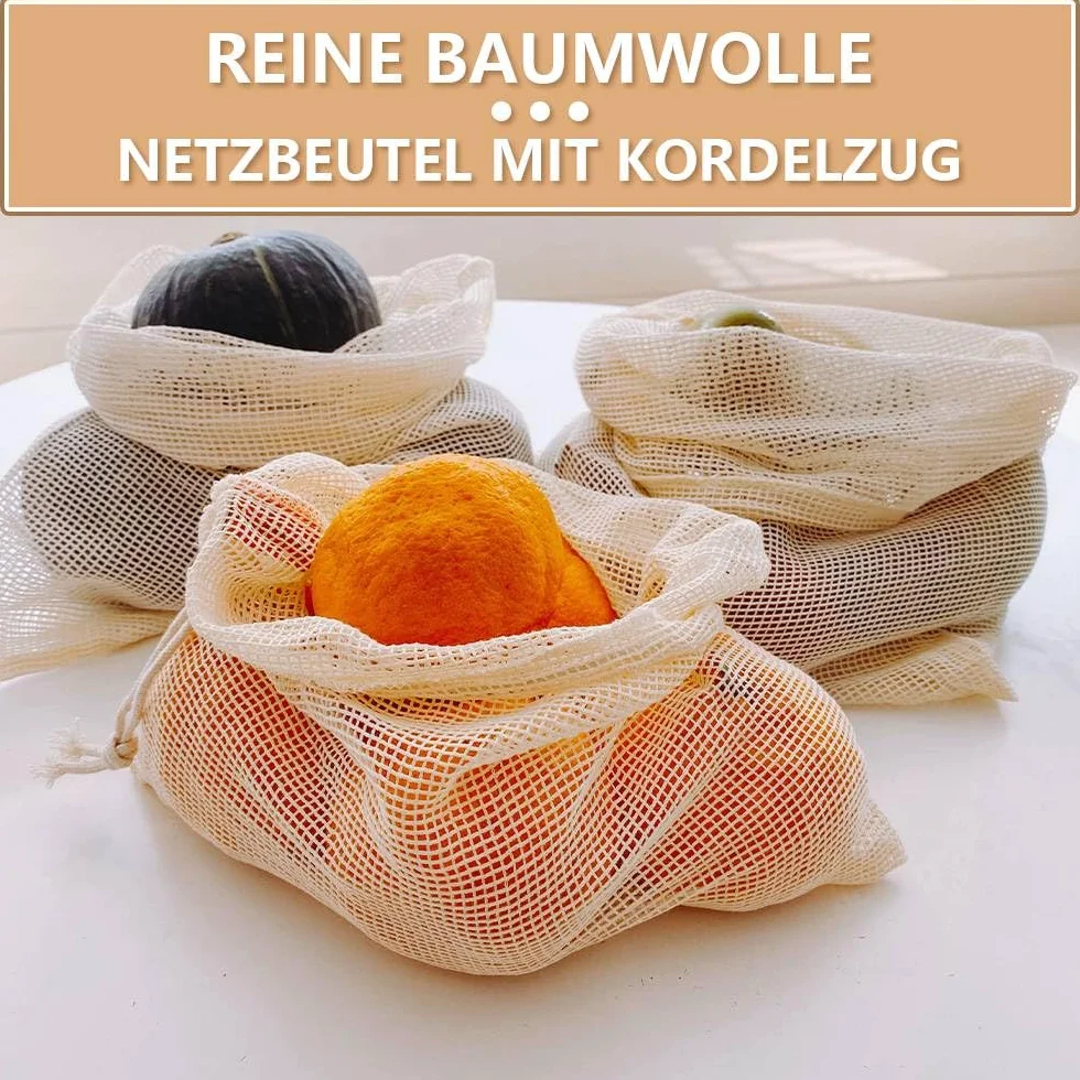 Bawełniana siatka na owoce i warzywa wielokrotnego użytku torba siatkowa