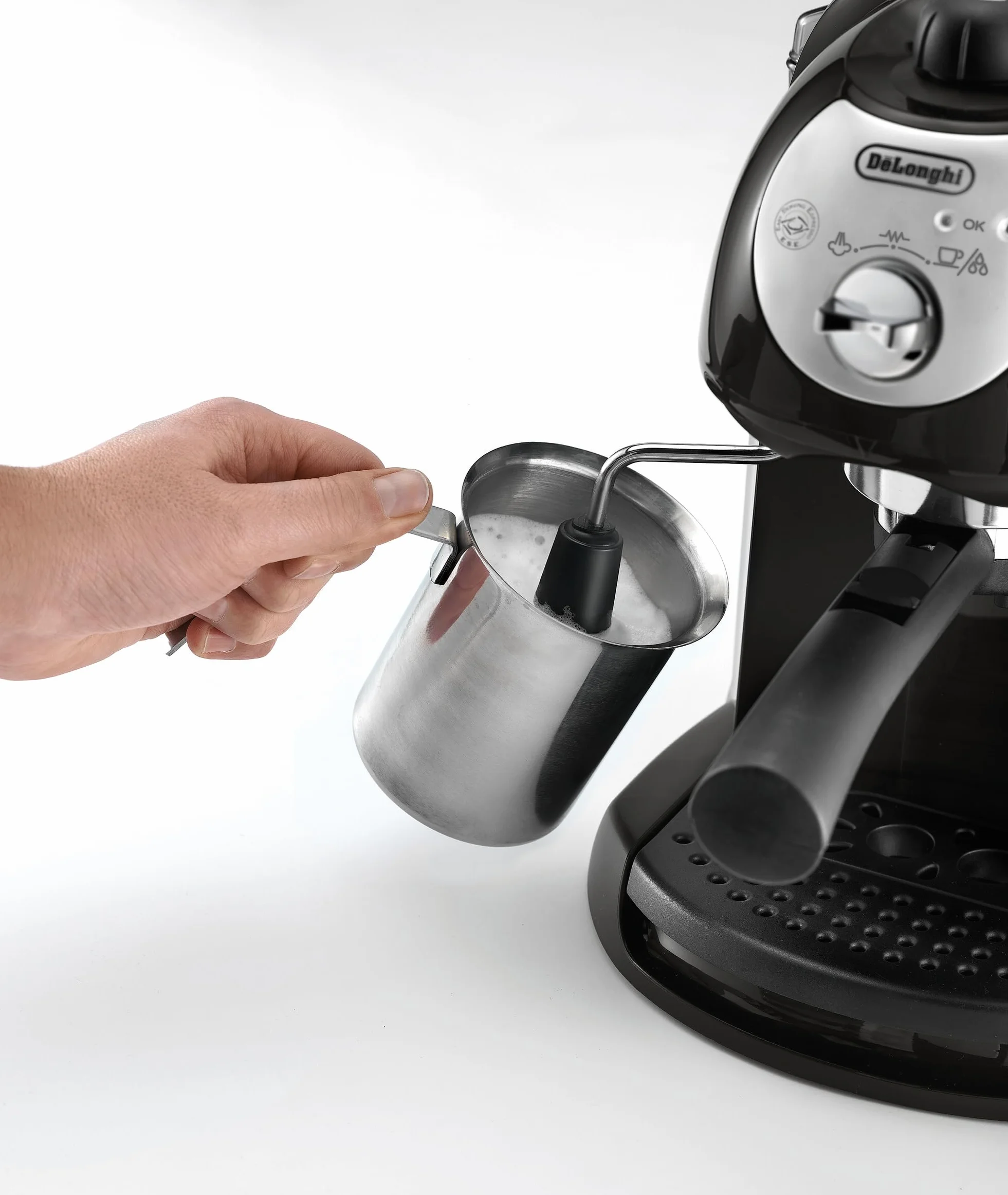 De’Longhi EC 201.CD.B Ekspres do Kawy Kolbowy, 1100 W, 1 Litr, Szary/Srebrny