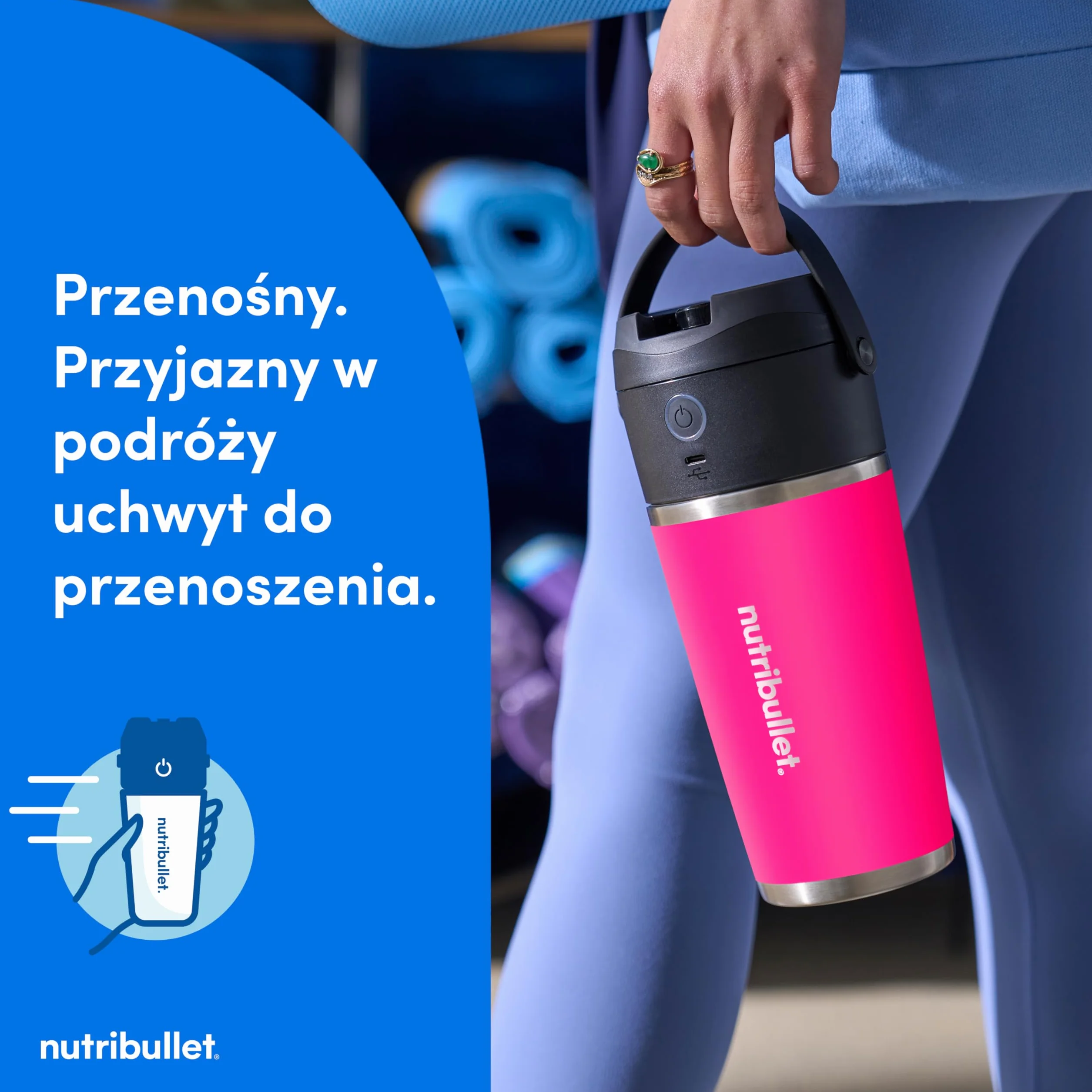 Nutribullet Flip NBP016MA przenośny blender 590 ml stal nierdzewna magenta