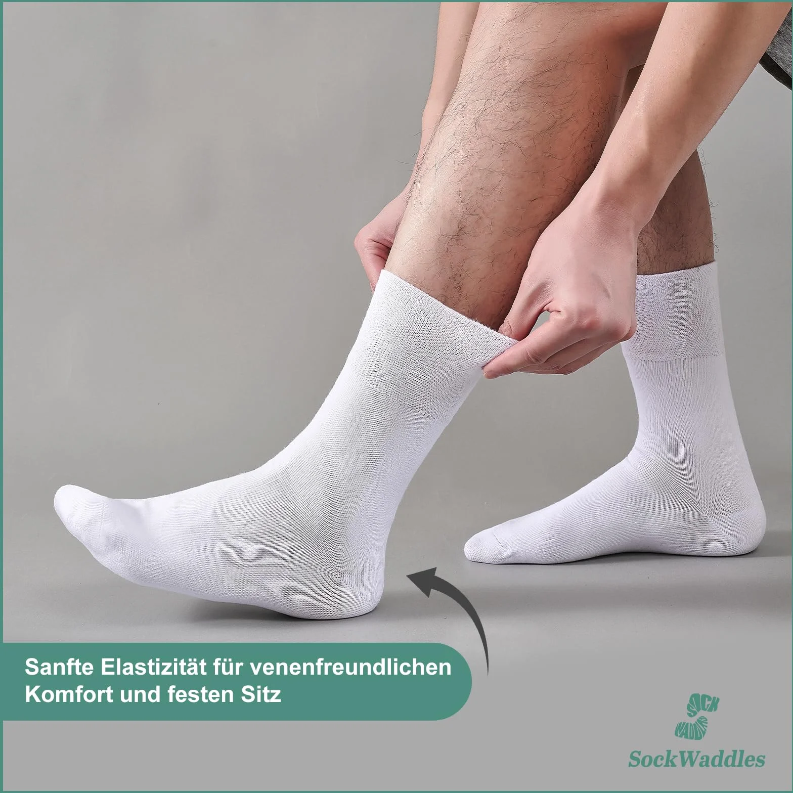 SockWaddles Skarpety Dla Diabetyków (6 Par) Bez Ściągacza I Bez Szwów 97% Bawełna Skarpety Bez Ściągacza Z Komfortowym Ściągaczem Dla Kobiet I Mężczyzn, Czarny Biały I Szary, Rozmiar 35-50
