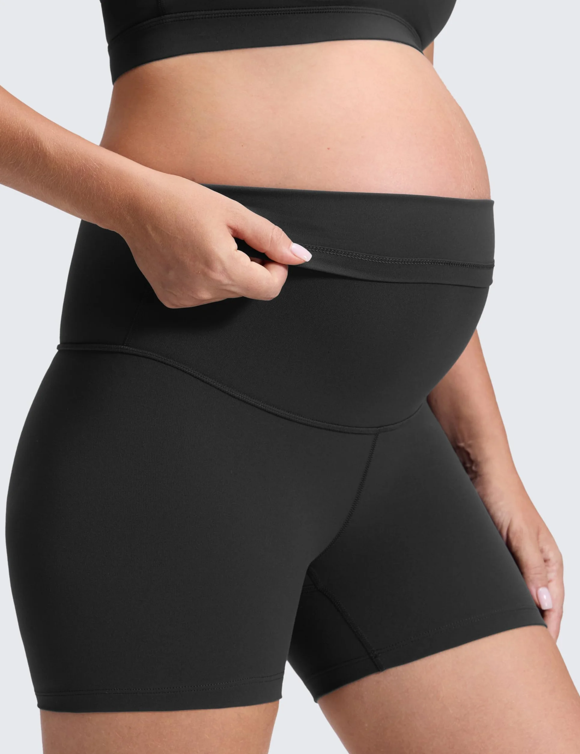CRZ YOGA Damskie szorty ciążowe Butterluxe Biker zakrywające brzuch do jogi i ćwiczeń odzież sportowa - 10cm