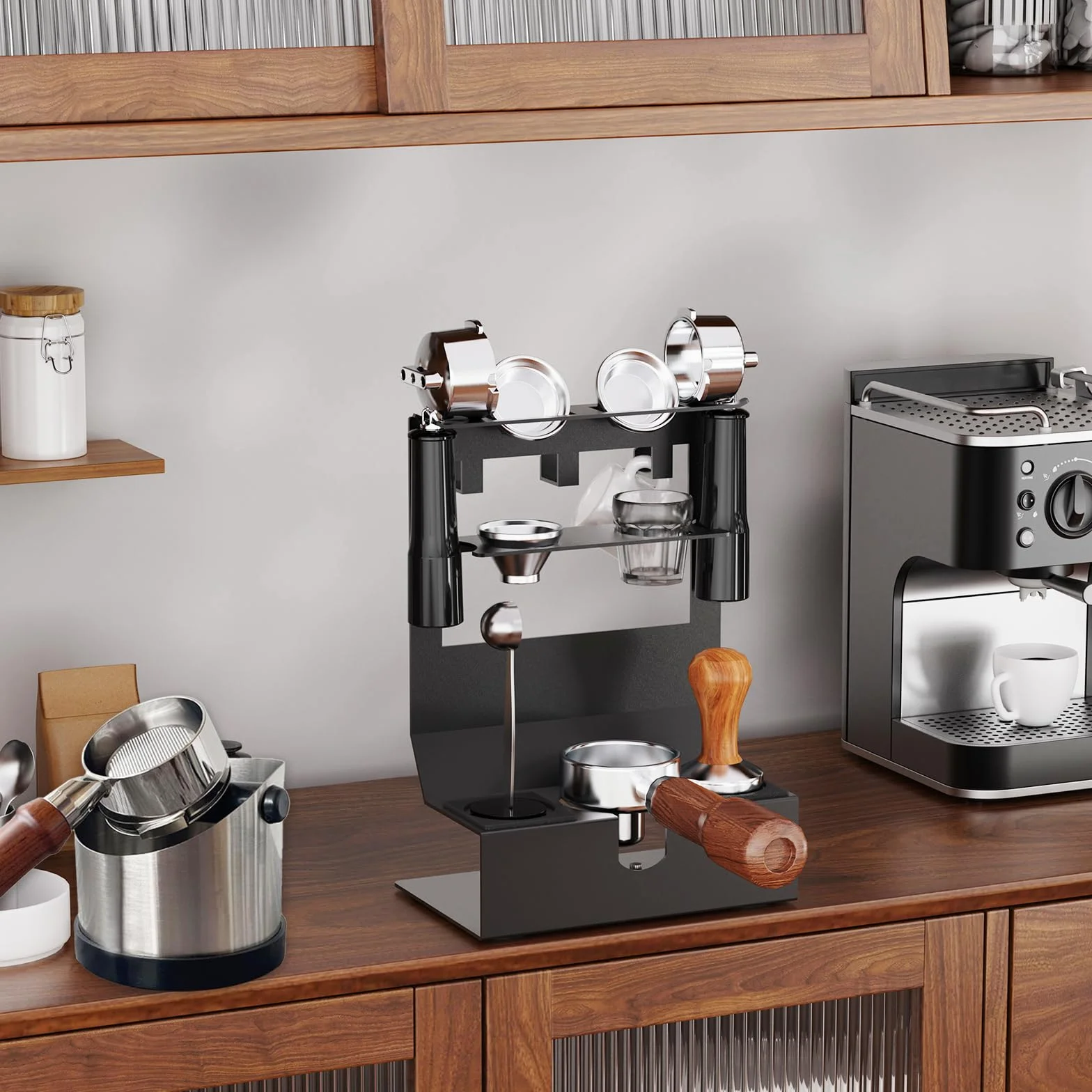 Pojemnik do odcedzania 580 ml do sitka, stal nierdzewna, pojemnik na espresso, wyjmowane listwy na kawę, pojemnik na kawę, do kuchni, kawiarni, biura
