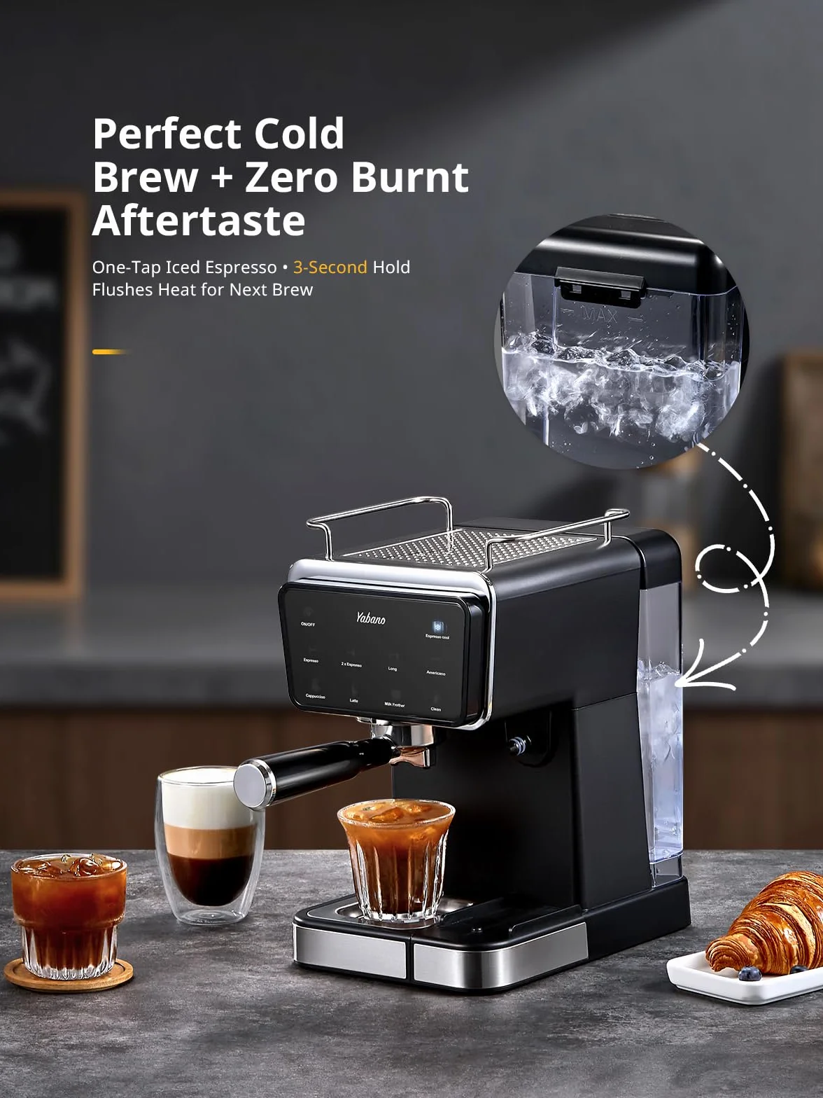 Yabano Ekspres do kawy 1450 W 500 ml 1,5 l z automatycznym spieniaczem do mleka
