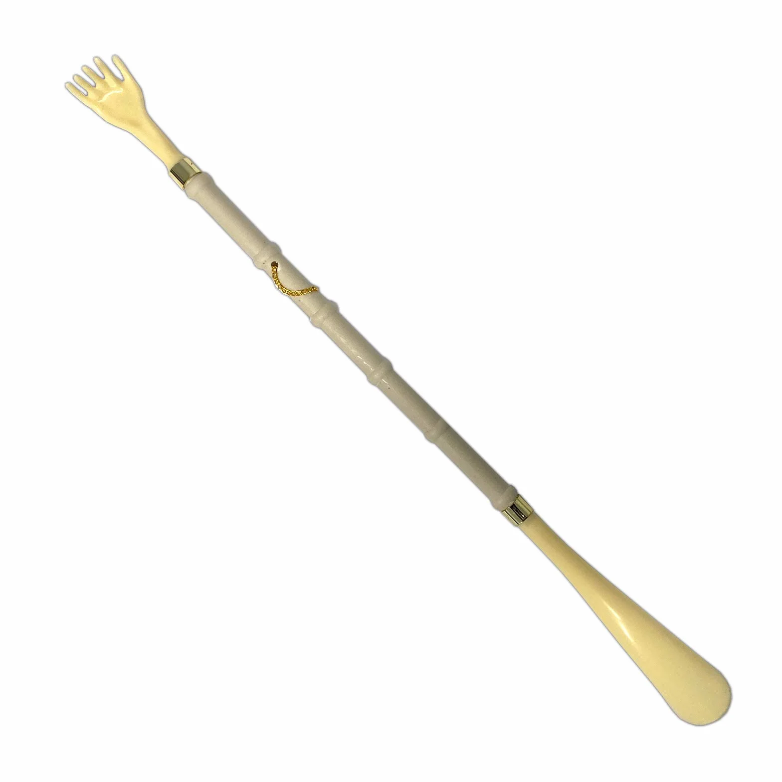 HAC24 2-częściowy zestaw 2 w 1 drapak do pleców, 50 cm, ściągacz do butów, łyżki do zakładania butów, pomoc w zakładaniu, pomoc w drapaniu wraz z pętelką do zawieszania, kremowy, jeden rozmiar