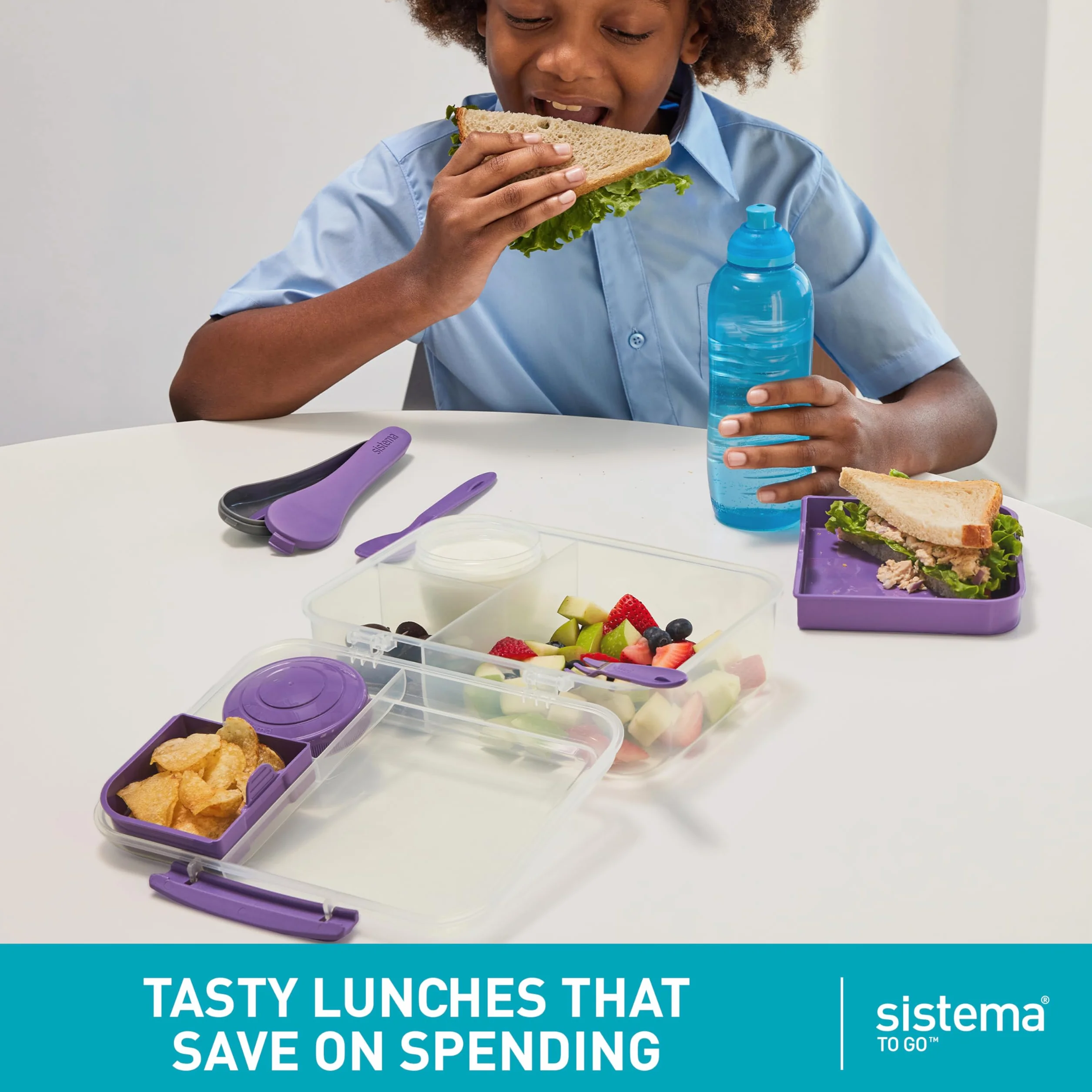 Sistema TO GO Bento Box Create 1,48 l szkolne pudełko na lunch z przegródkami bez BPA miętowe morskie