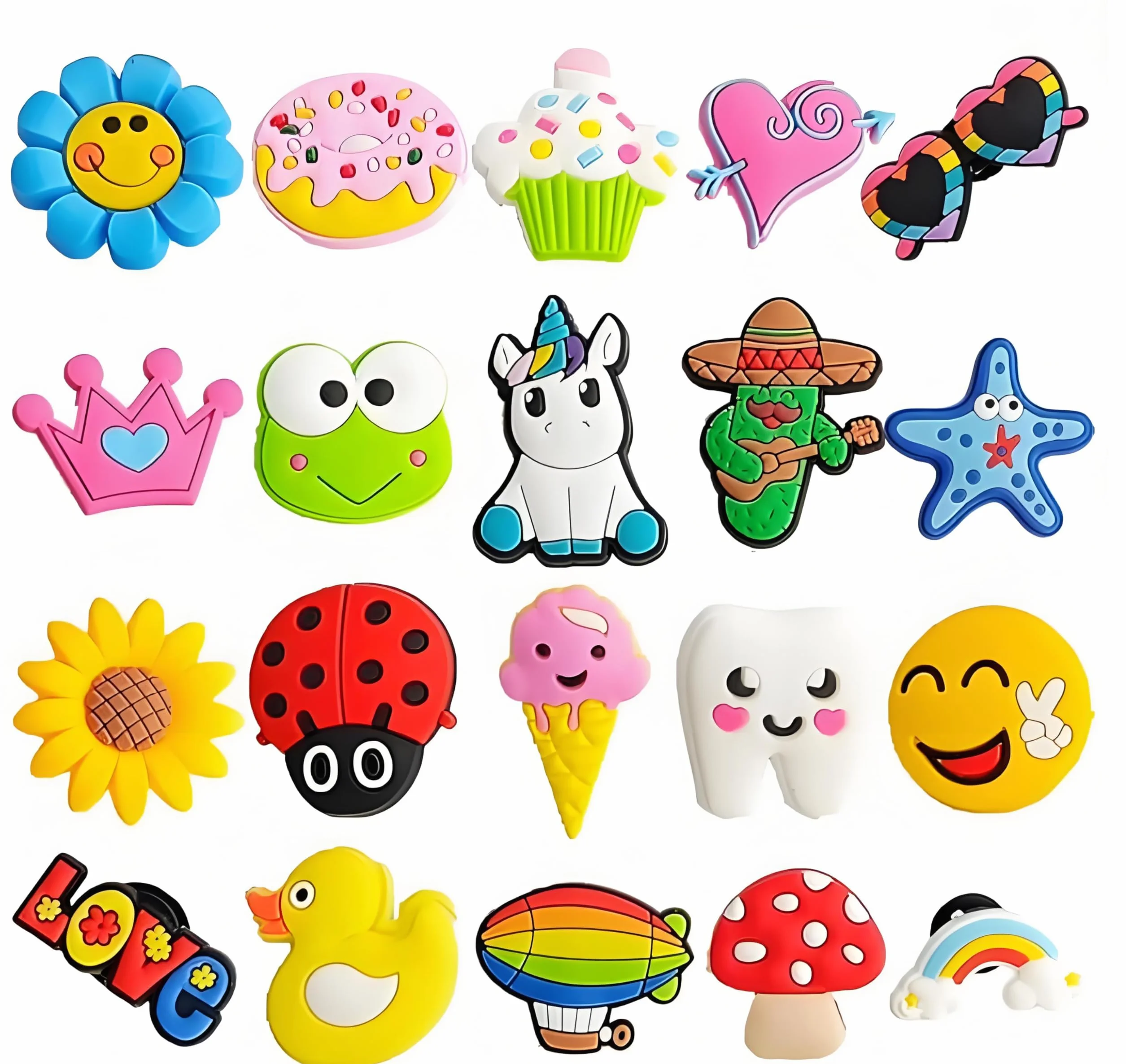 20 szt. przypinek do Crocs, dekoracyjne szpilki, zawieszki do butów, akcesoria i ozdoby do butów, akcesoria i ozdoby do butów, dla kobiet, mężczyzn, dzieci, 20 szt