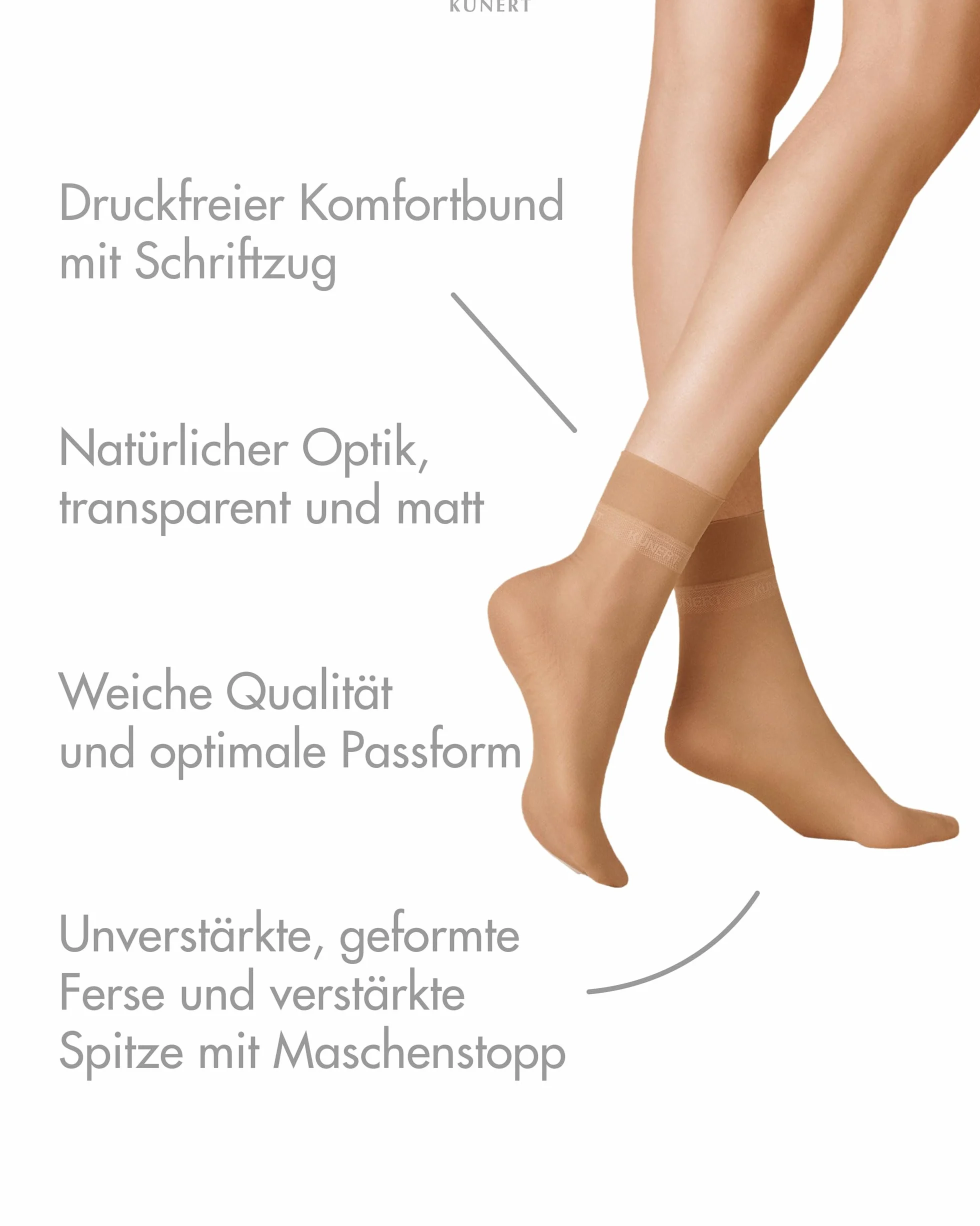 KUNERT Damskie skarpetki Mystique 20 stopp oczek 20 DEN, Tan 1003, 39-42