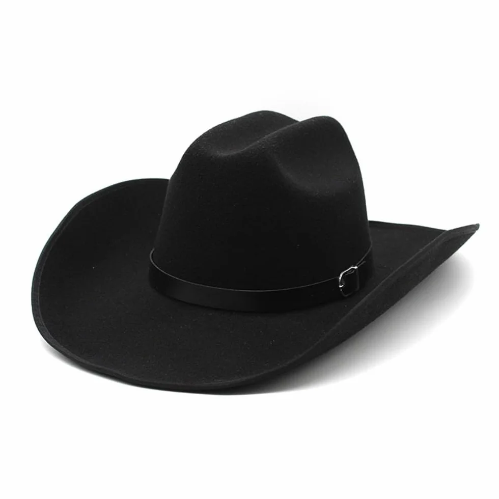 Simple Woolen Western Cowboy Hat Ethnic Tibetan Hat Grassland Curled Woolen Felt Hat Jazz Hat