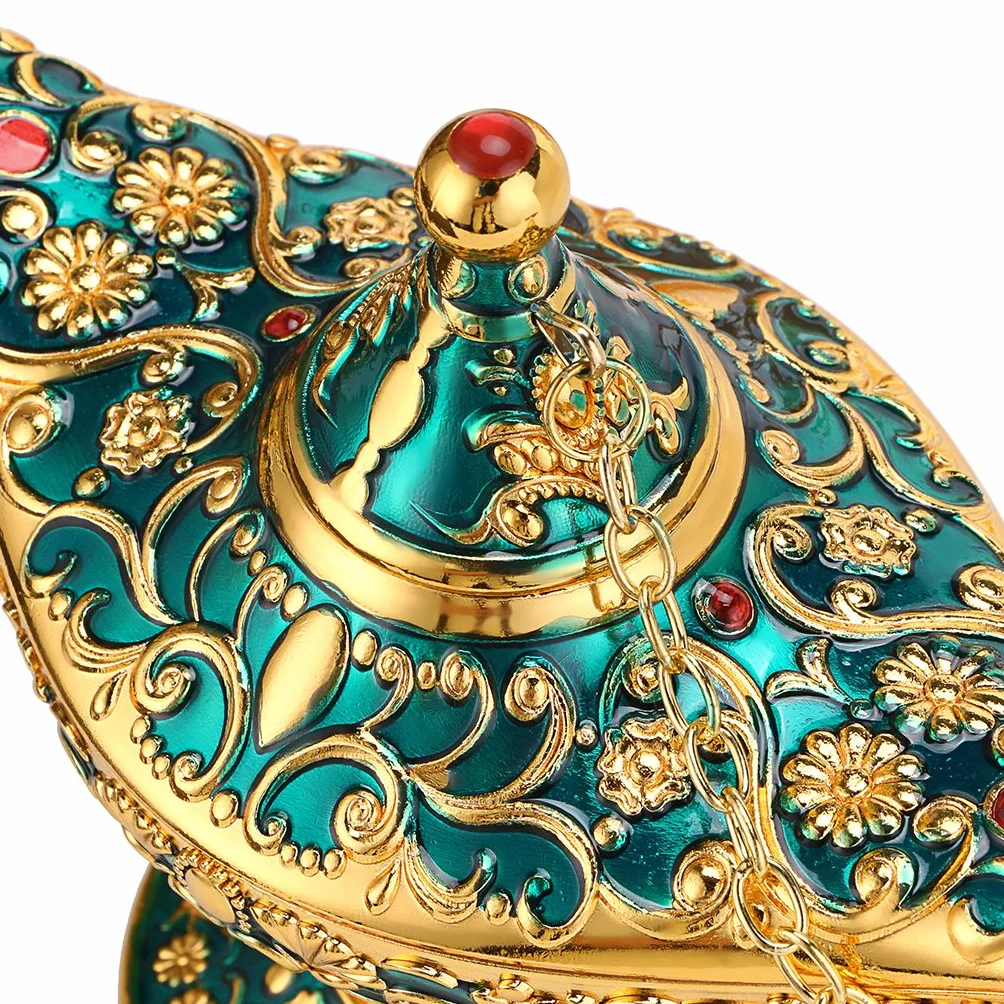 BTSKY Klasyczna luksusowa lampa w magicznym stylu Aladyna z pudełkiem na prezent, wykwintne światło retro Aladyna, cudowna lampa, tekstylia domowe, dekoracja stołu, rzemiosło artystyczne, zielona