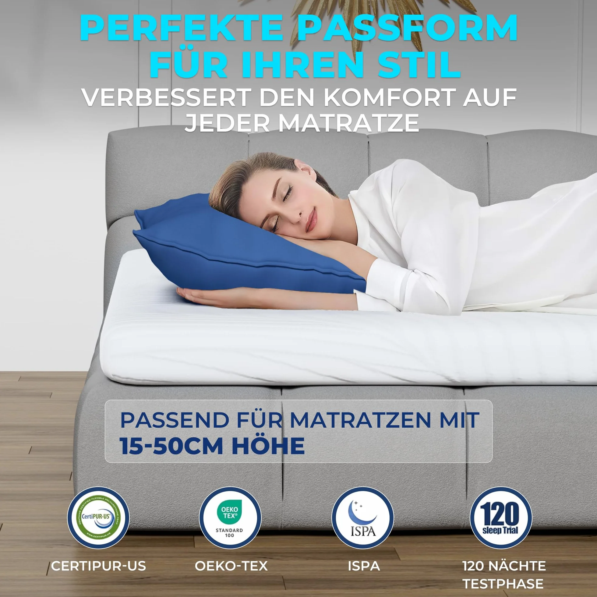 Surmatelas 160 x 200 Pianka Memory - Certyfikowana jako Bezpieczna i Niezawodna przez Oeko-TEX