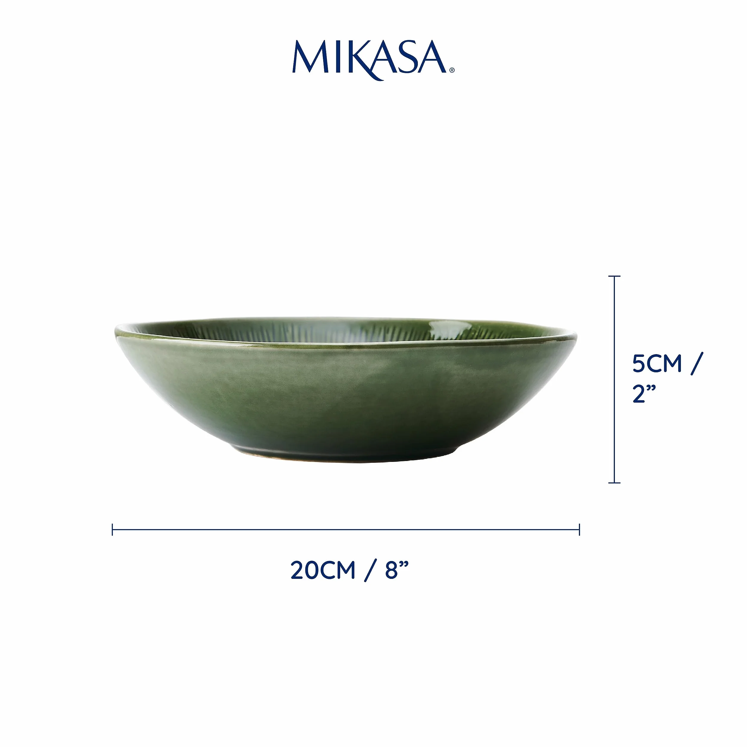 Mikasa Jardin Zestaw misek do makaronu 4 szt. kamionka 20 cm zielony wzór botaniczny