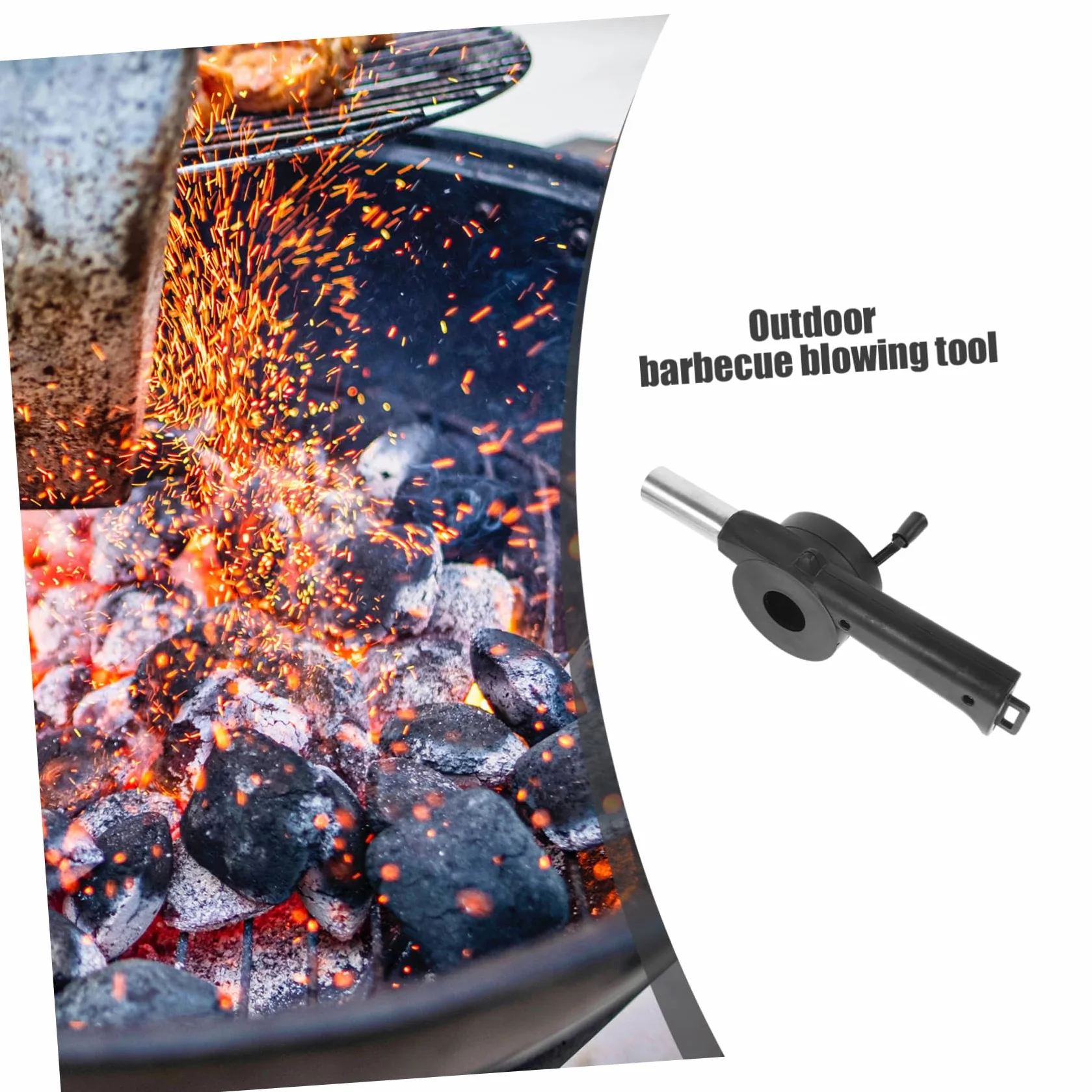 POPETPOP Ręczna Dmuchawa Do Grilla Przenośny Wentylator BBQ Stal Nierdzewna