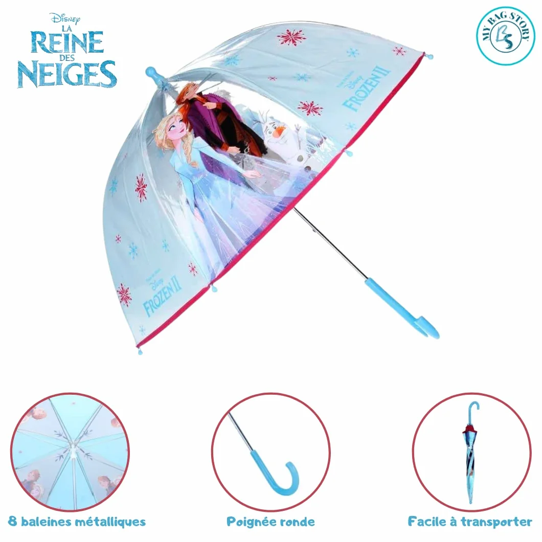 mybagstory - Parasol dla dzieci - Królowa Śniegu - Niebieski - Przedszkole - Wakacje - Parasol dla dziewczynki - 73 cm - Pomysł na prezent - Lekki - Kompaktowy - Otwieranie ręczne - Odporny - Odporny