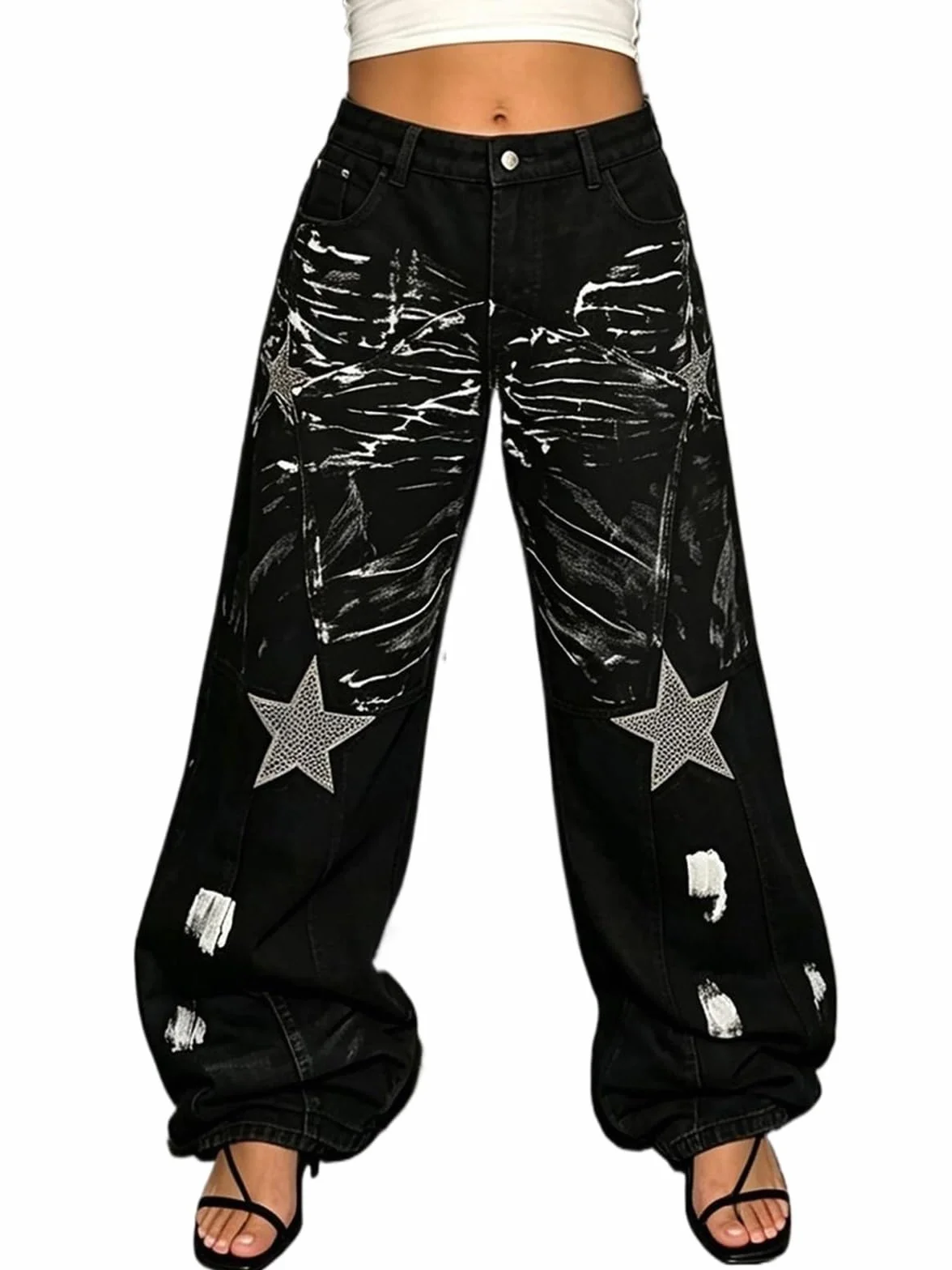 Y2k Baggy Jeans Szerokie nogawki Spodnie dżinsowe Luźne spodnie chłopięce