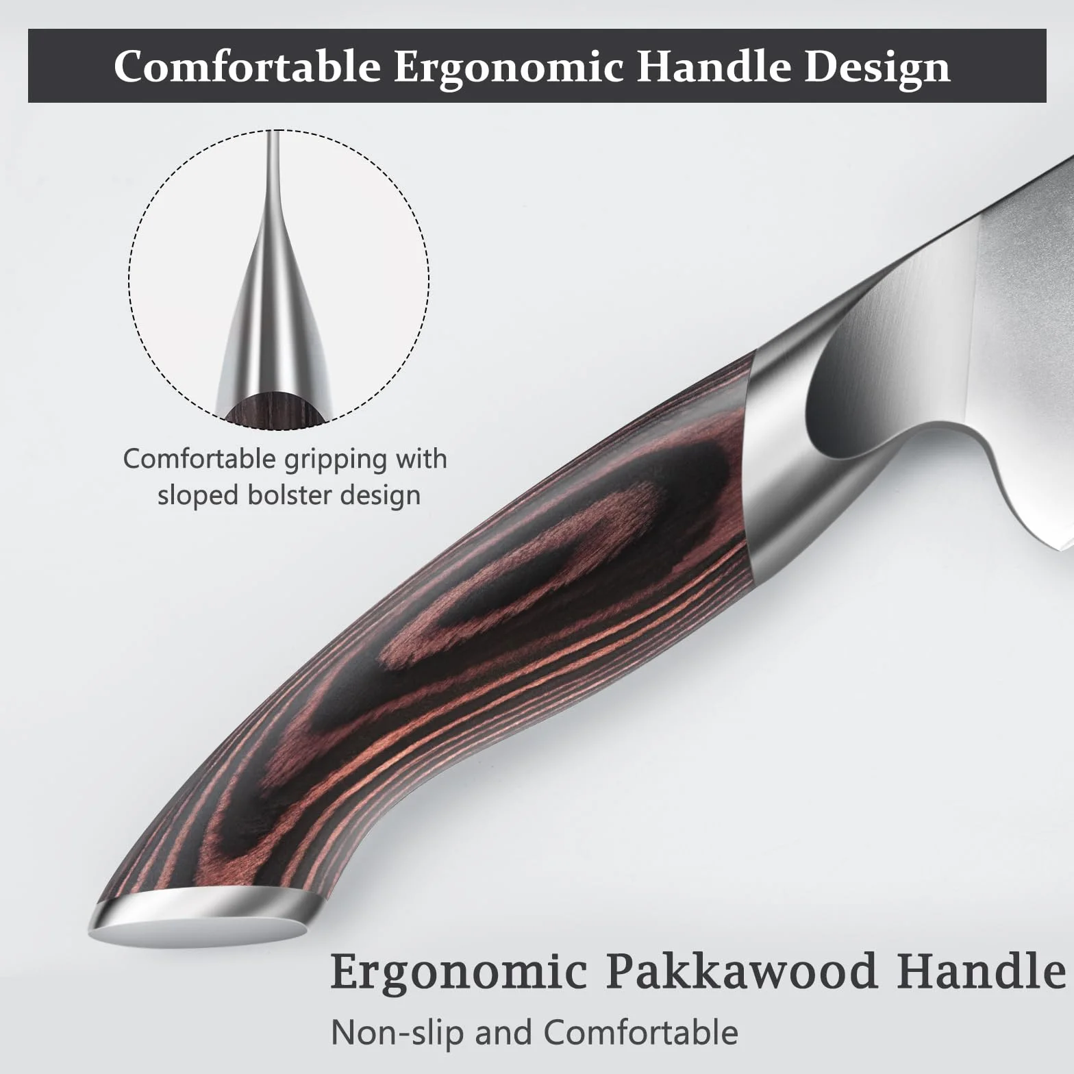 HOSHANHO Nóż Santoku 18 cm, nóż szefa kuchni, ergonomiczny uchwyt