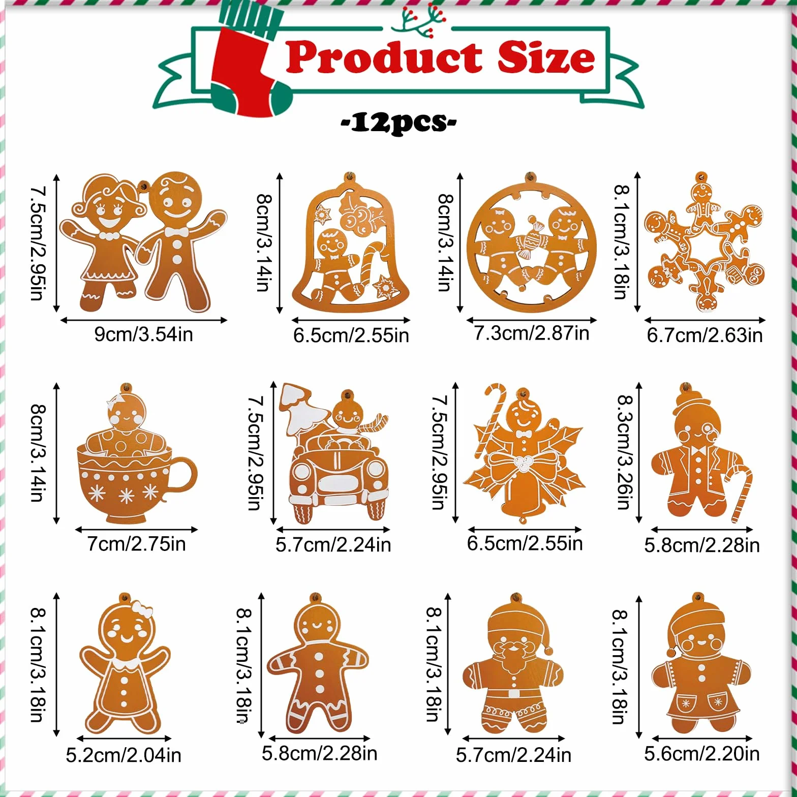 Świąteczne drewniane ornamenty, 12 sztuk, świąteczny krasnal wiszący drewniany ornament z liną, rękodzieło bożonarodzeniowe, różne style, wiszące dekoracje na drzewo, artykuły świąteczne, zawieszka