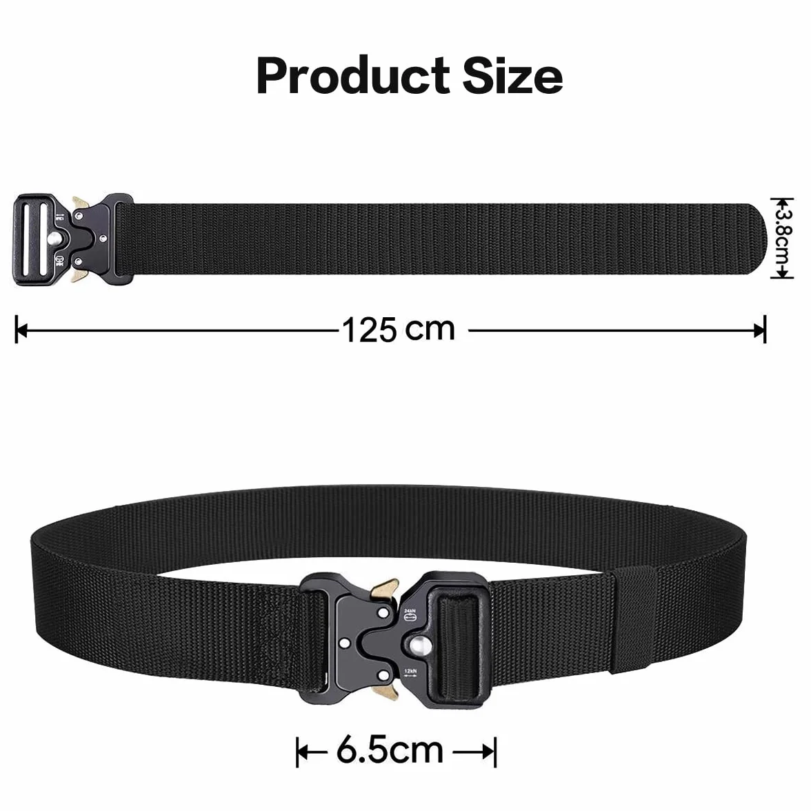 AivaToba Cobra Pasek taktyczny, unisex, nylon, w wojskowym/survivalowym stylu, metalowa klamra z mechanizmem szybkiego zapięcia, do aktywności na świeżym powietrzu, 125 cm