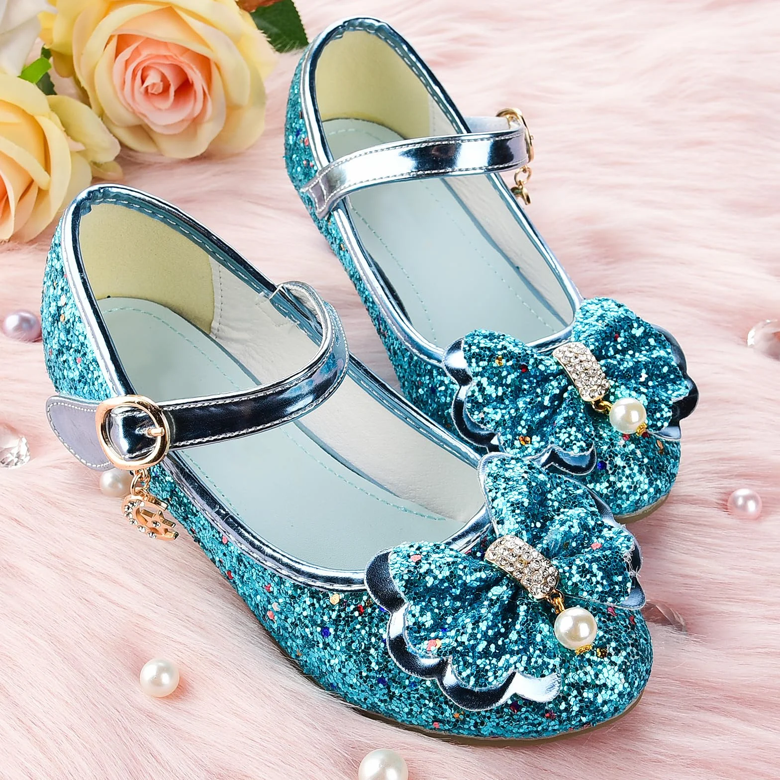 JerrisApparel Dziewczęce buty księżniczki Mary Janes na wesele, urodziny, imprezę