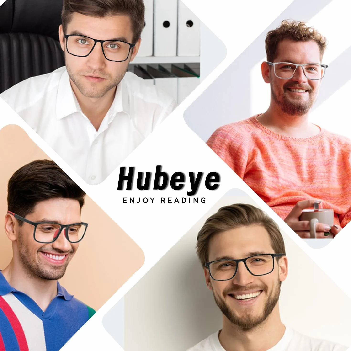 Hubeye Sportowe okulary do czytania TR90 Ultralight kwadratowe chroniące przed niebieskim światłem