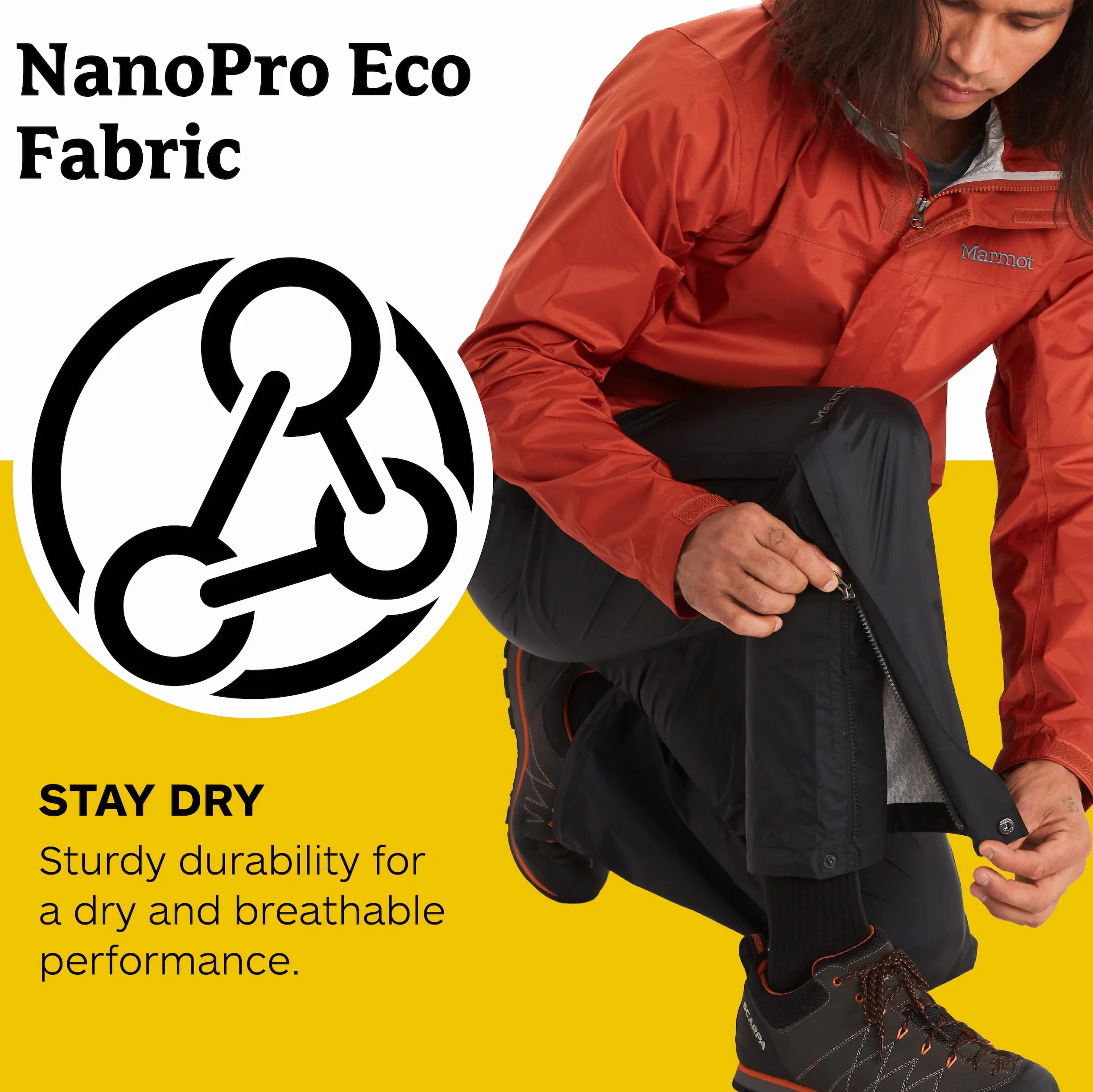 Marmot PreCip Eco Full Zip Pant - Wodoodporne spodnie przeciwdeszczowe, wiatroszczelne spodnie trekkingowe, oddychająca odzież przeciwdeszczowa na wędrówki i trekking Mężczyźni