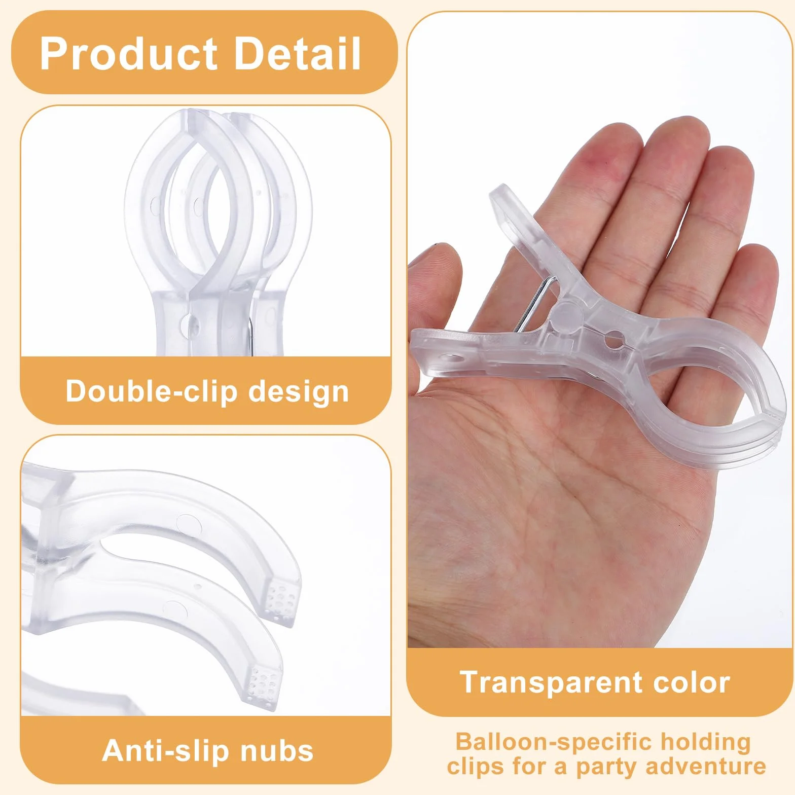 Klipsy do łuku balonowego 8 cm przezroczyste plastikowe zaciski sprężynowe 10 szt