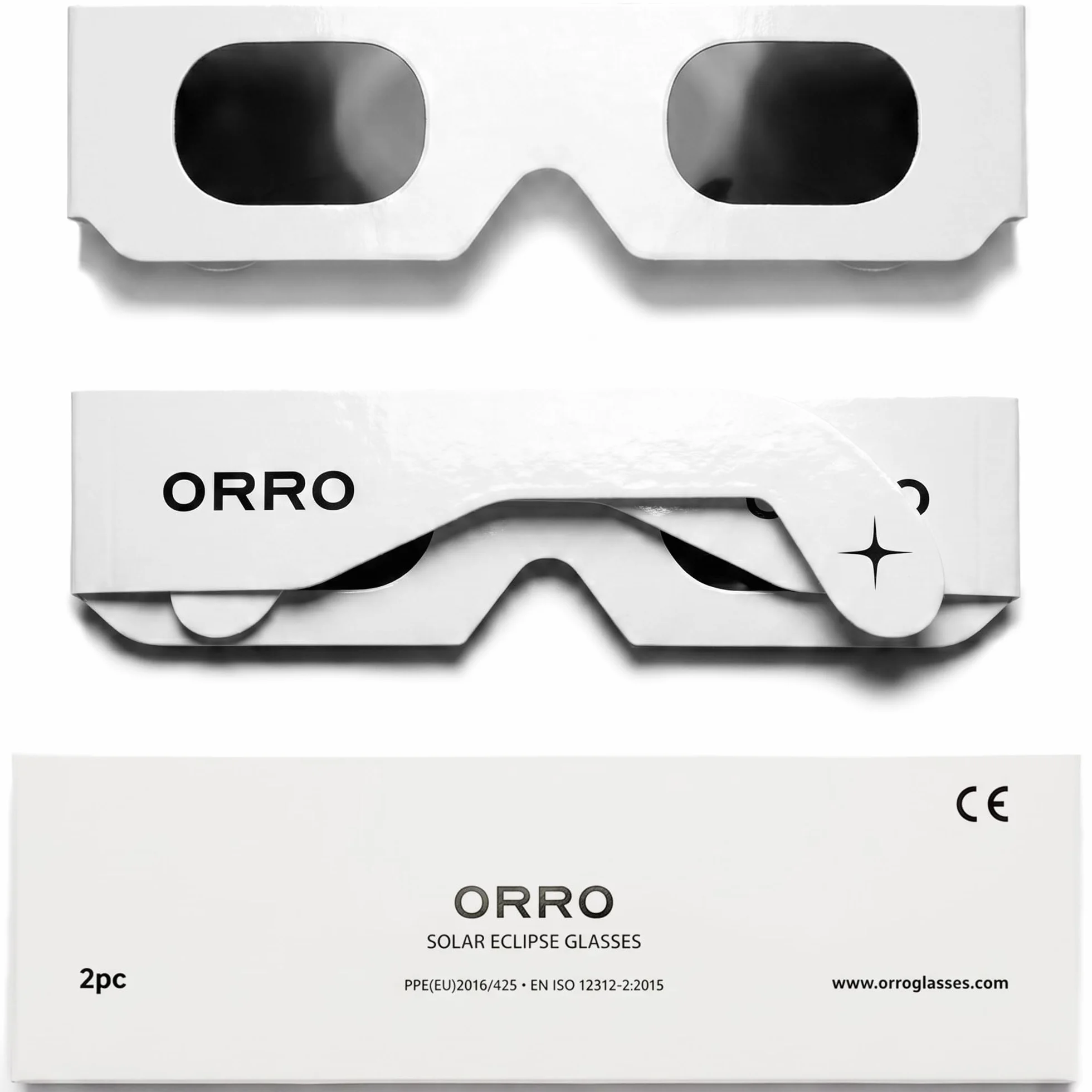 ORRO Okulary do Obserwacji Zaćmienia Słońca 40 mm, Zestaw 2/6/12 szt., Certyfikowana Ochrona Oczu, Testowane zgodnie z EN ISO 12312-2:2015, Oznakowanie CE do Bezpiecznej Obserwacji Słońca