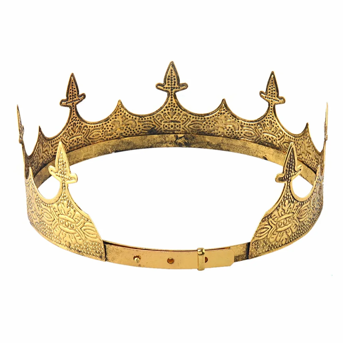 Korona Biżuteria do włosów Królewski Król Diadem Mężczyźni Metal Big Tiaras Na Halloween Kostium (Ciemne Złoto)