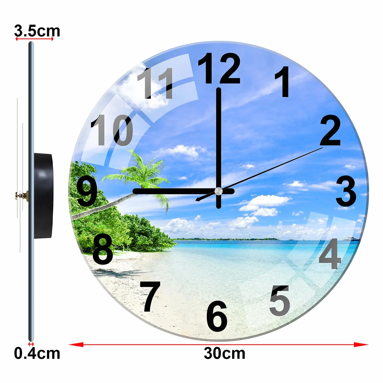 Zegar ścienny szklany 30 cm bezgłośny okrągły dekoracyjny