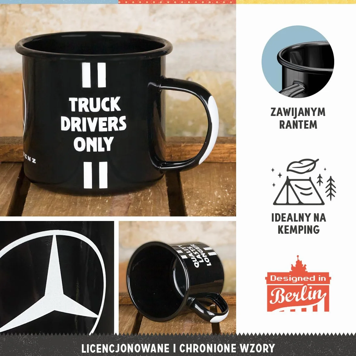 Nostalgic-Art Retro kubek emaliowany 360 ml Daimler Truck Drivers Only Oficjalny produkt licencjonowany