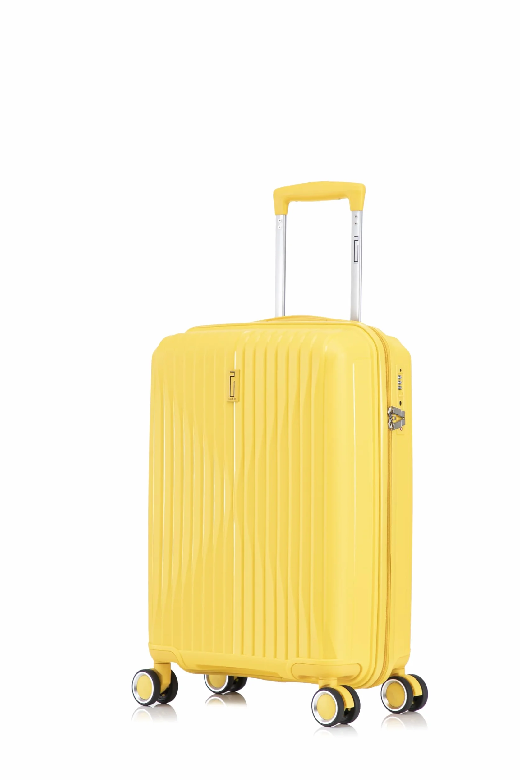 CELIMS - Duża Walizka z Polipropylenu | Model 2025 | Rozmiar 75cm 23kg | Zamek TSA | 8 Kółek 360 | Żółty