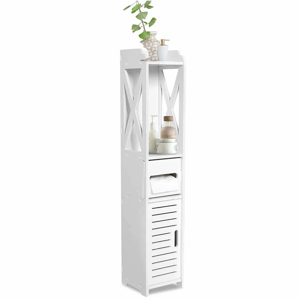 Szafka łazienkowa wolnostojąca z organizerką 80 x 15,5 x 15 cm biała