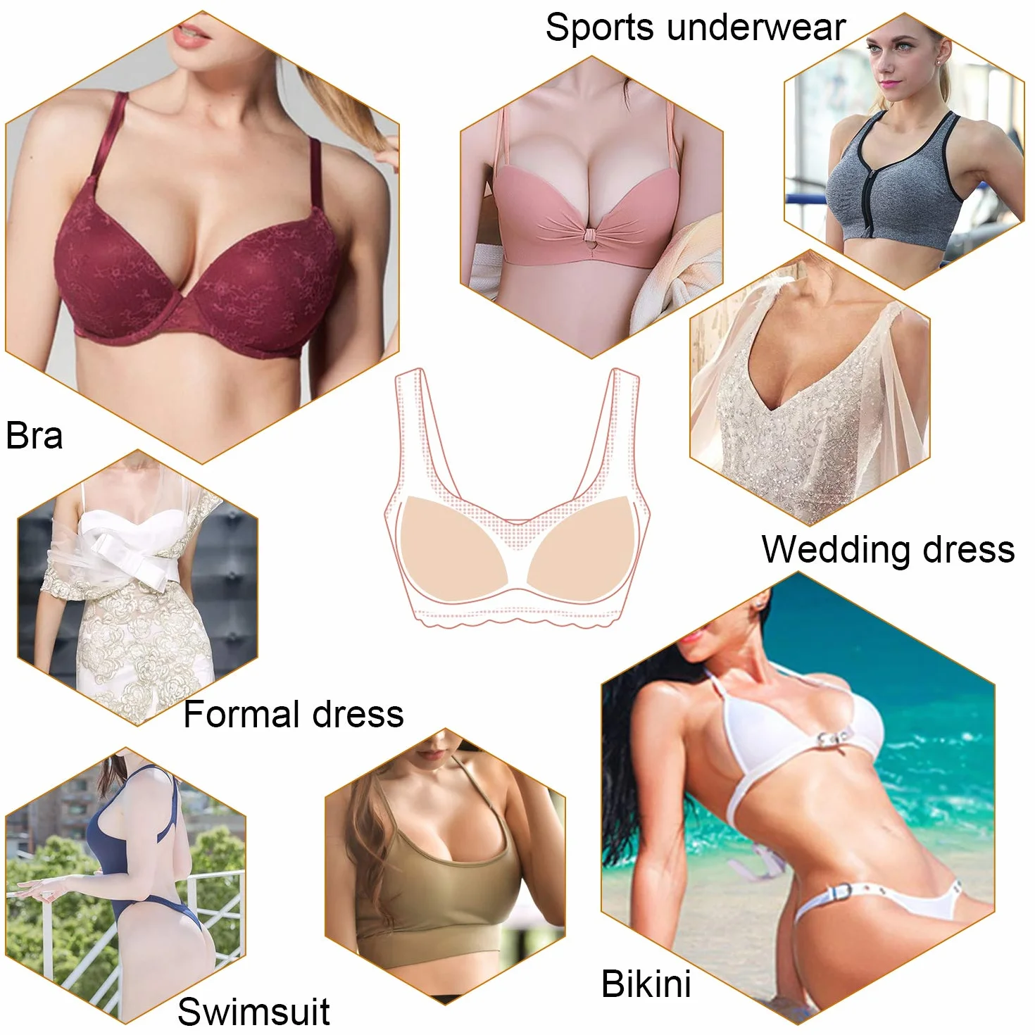 Wyjmowane wkładki do biustonosza damskie wygodne sportowe miseczki wkładka do biustonosza do stroju kąpielowego BIkini