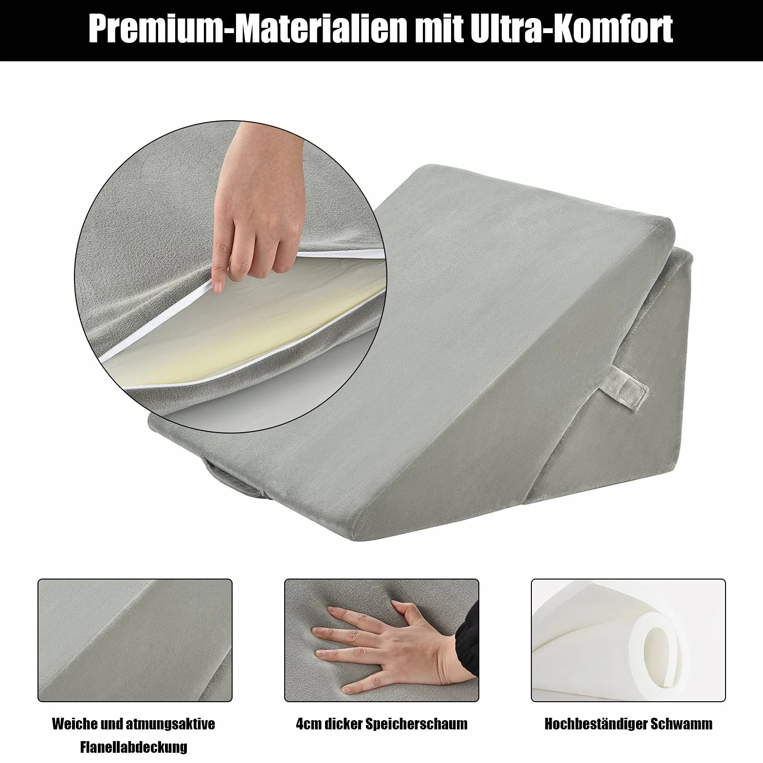 COSTWAY Poduszka klinowa z pianki memory, ergonomiczna, do czytania i pod plecy, pokrowiec zmywalny