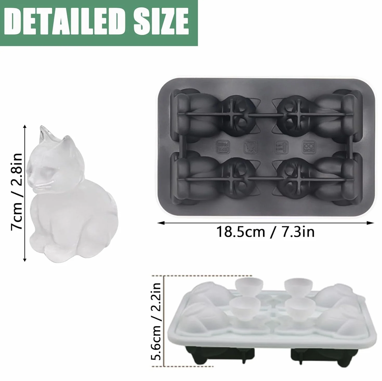 Ice Cat Ice Cube Tray 3D Cat Shape Moulds 4-otworowe duże zabawne formy