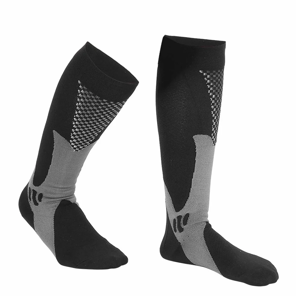 Unisex-Kompressionsstrümpfe, kniehohe Stützstrümpfe Stretch-Beinstützenstrümpfe für Frauen und Männer, die Reiseflugsport pflegen(L/XL-Schwarz)