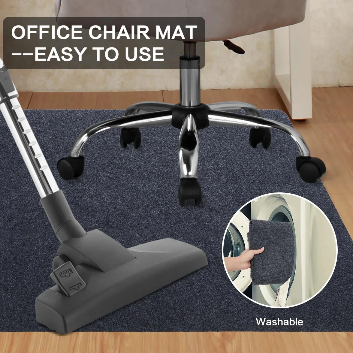 Mata na krzesło biurowe 120 x 90 cm, maty na krzesła biurowe na podłogi z twardego drewna, antypoślizgowa mata ochronna na krzesła, dywan, ochraniacz, krzesła biurowe, ciemnoszara, 160 x 140