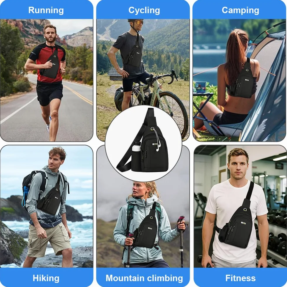 HOTUT Męski plecak crossbody, wielofunkcyjna torba antykradzieżowa, torba na ramię na ramię, męska torba na ramię, torba męska, torba na ramię na klatkę piersiową, do podróży, sportu i codziennego