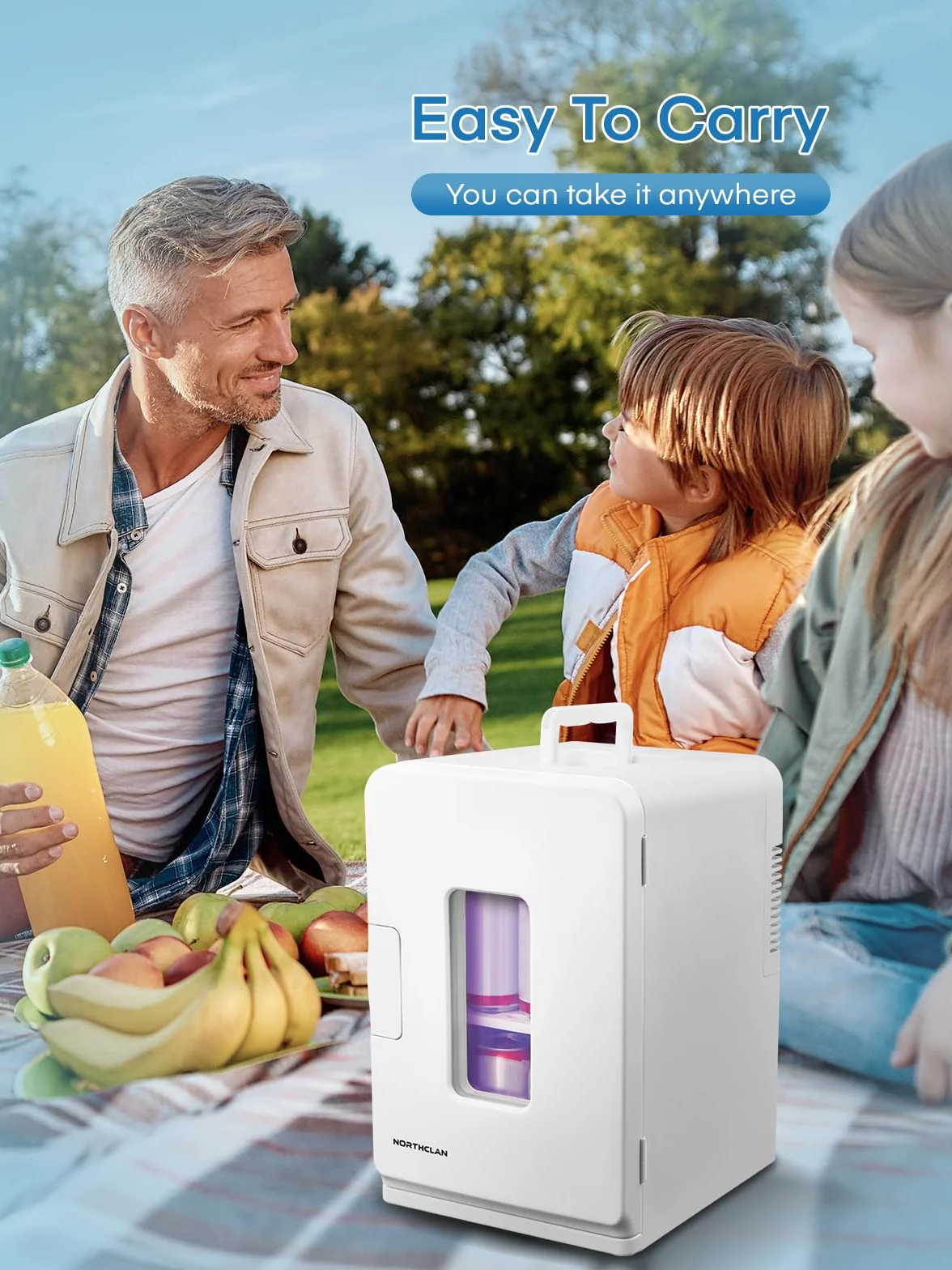 NORTHCLAN przenośna minilodówka, 15 l, mała lodówka, 12 V/230 V, funkcje chłodzenia i ogrzewania, minilodówka do samochodów, biur i sypialni, kosmetyków i piwa, tryb Max i ECO