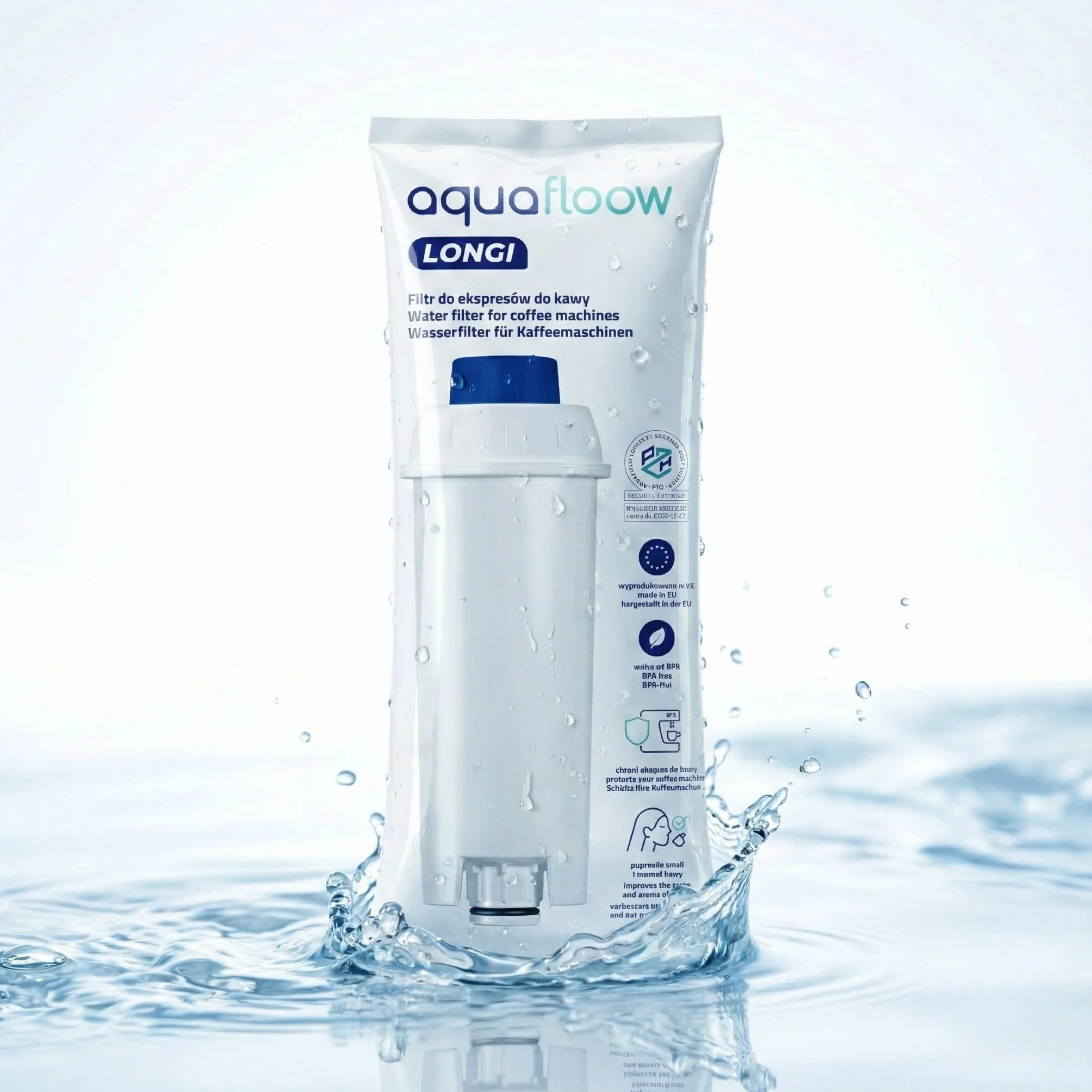 Aquafloow Filtr Wody do Ekspresu DeLonghi DLSC002 – Kompatybilny z DeLonghi® Magnifica® S, Eletta® Explorer, Dinamica®, PrimaDonna® i Serią ECAM – Wymienny Filtr do Ekspresów do Kawy (6x)