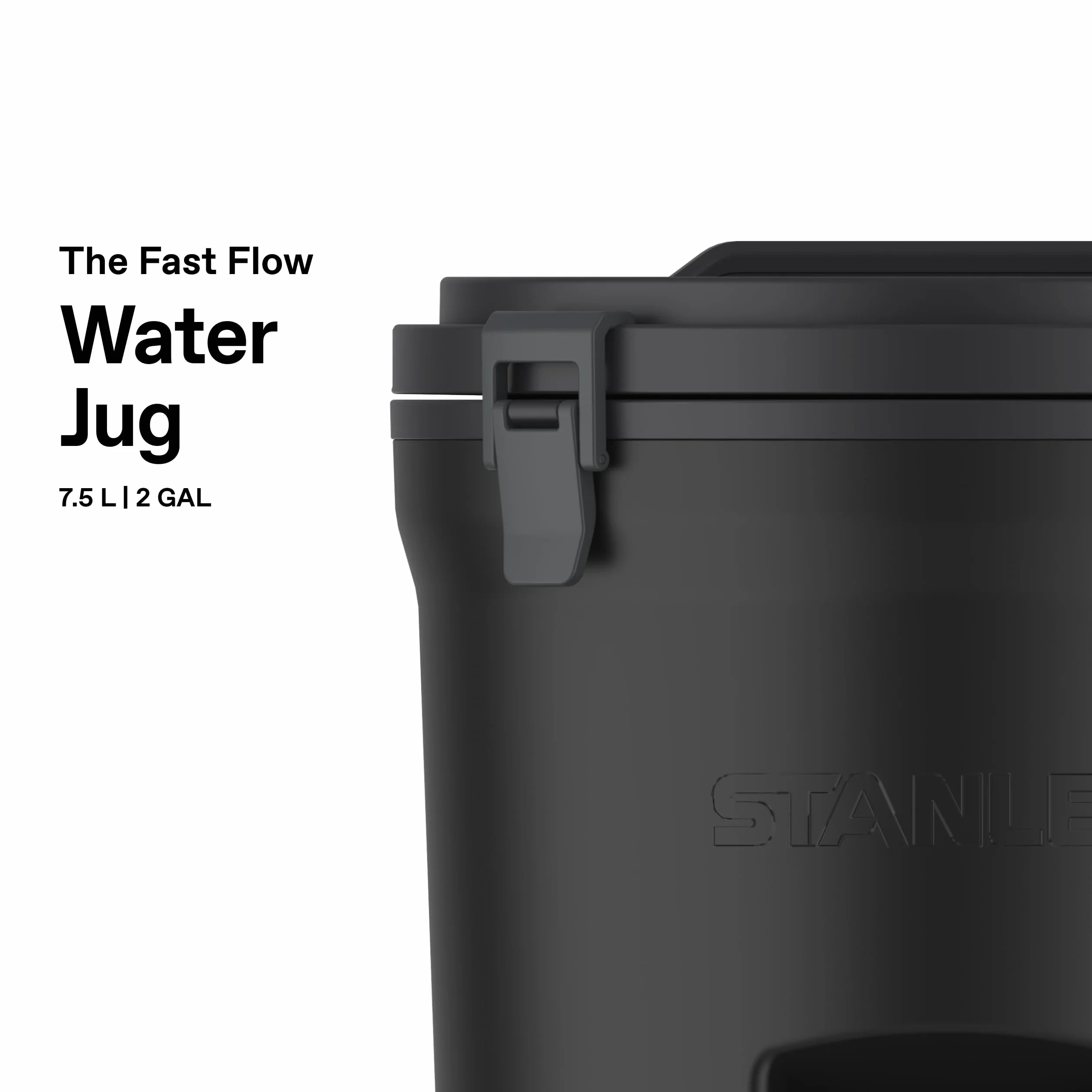 Stanley 1913 Fast-Flow Dzbanek Na Wodę 7.5L - Utrzymuje Zimno 13 Godzin - Lód Do 2 Dni - Bez BPA - Szczelny - Podwójna Pianka - Solidne Zatrzaski I Uchwyt - Black 2.0