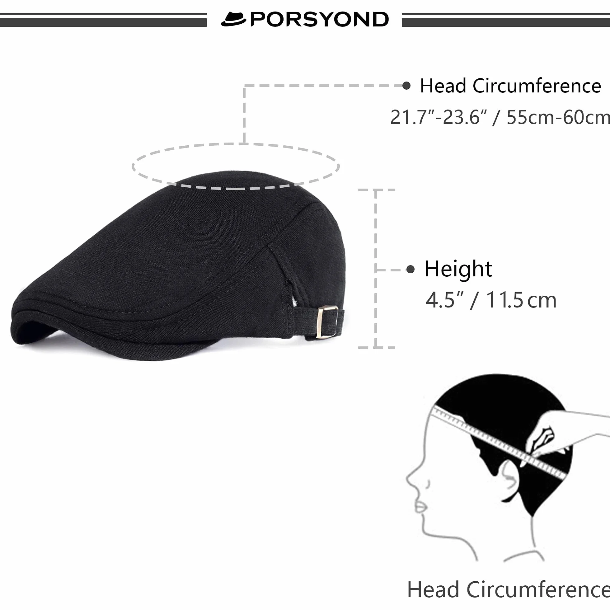 czapka męska z daszkiem, czapka męska z bawełny z suwakiem, czapka bejsbolowa w stylu Gatsby, Newsboy Flatcap, męska czapka beret, czarny, jeden rozmiar