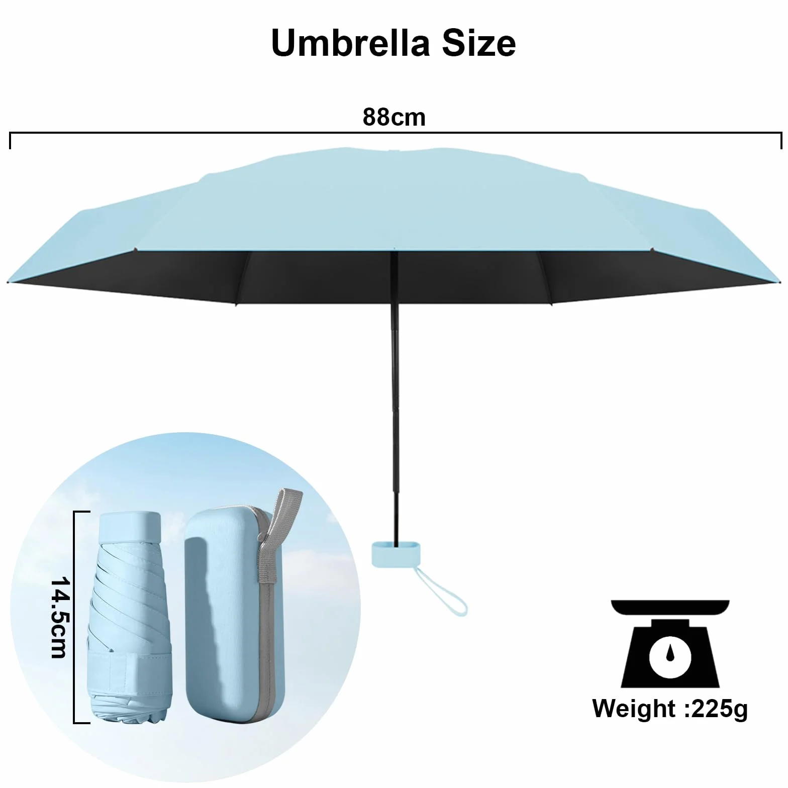 Parasol mini przenośny kompaktowy na deszcz ochrona przed słońcem