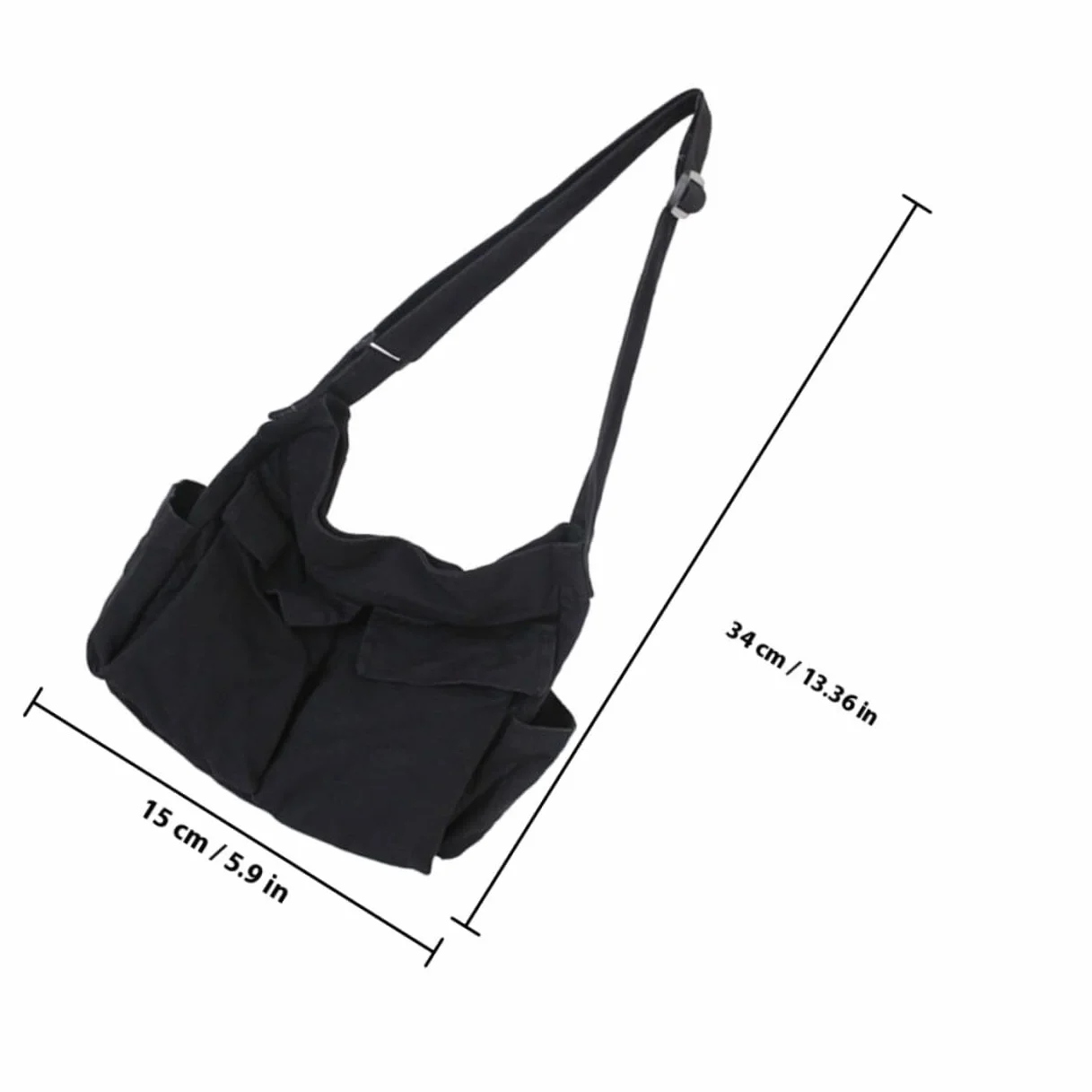 Duża Płócienna Torba Crossbody Dla Kobiet - Portfel, Torba Laptopa, Hobo Z Regulowanym Paskiem - Zielona