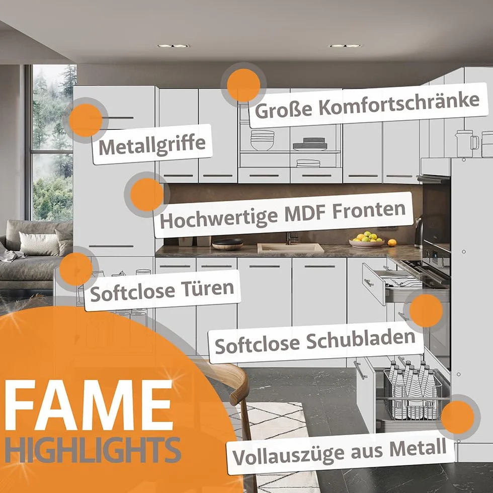 Vicco Szafki kuchenne Fame-Line Antracytowo-złoty 80 cm z półką
