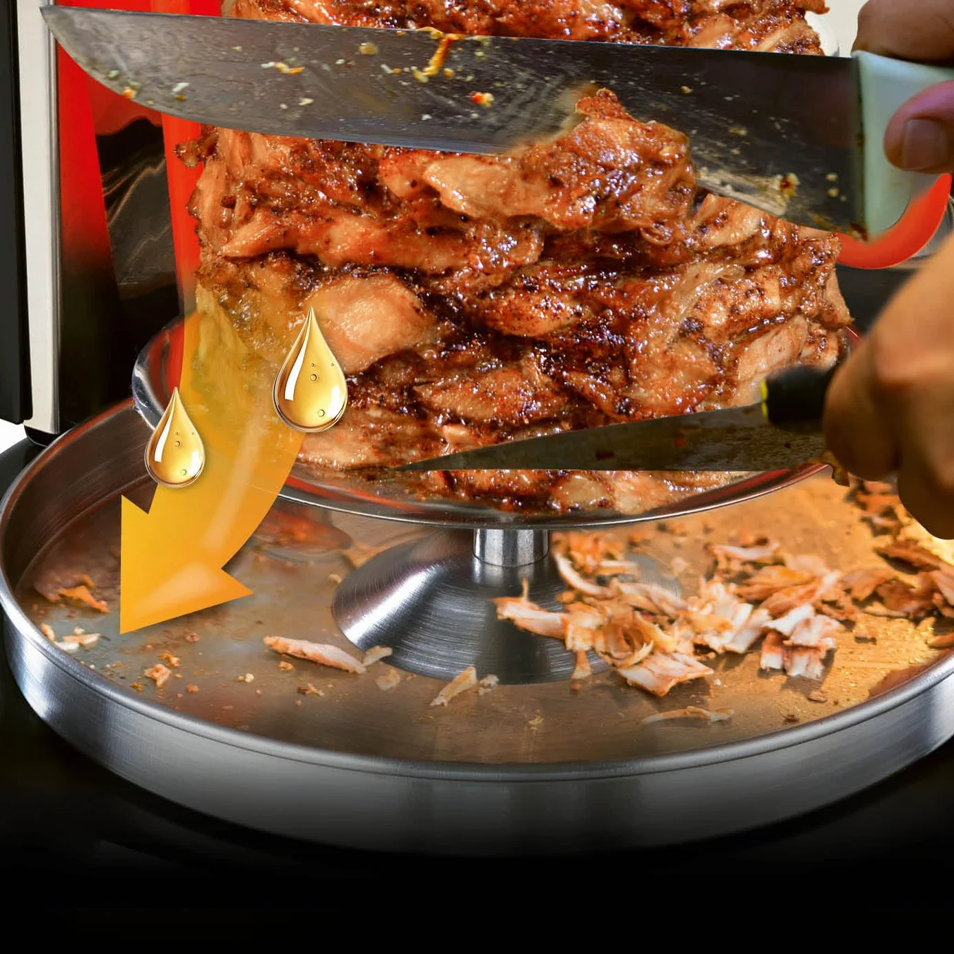GOURMETmaxx Grill do kebaba | pionowy grill elektryczny do kebaba, żyroskopu, szaszłyka | grill elektryczny ze średnim szpikulcem i 6 dodatkowymi szpikulcami, może być również stosowany jako grill do
