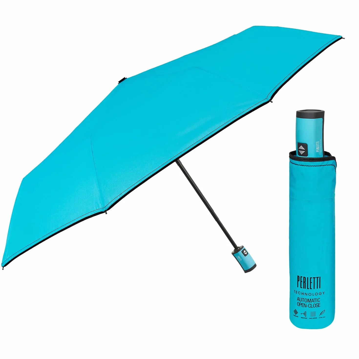 Parasol Składany Damski Wiatroodporny Przyciemniany - Parasolka Kobieca z Automatycznym Systemem Otwierania i Zamykania - Parasol Kieszonkowy Podróżny - Średnica 98 cm - Perletti