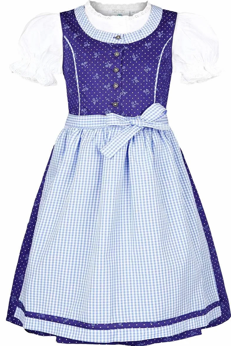 Isar-Trachten Dziewczęca dirndl dziecięca z bluzką jasnoniebieska, niebieska (Marine), 80, niebieski (Marine), 80 cm