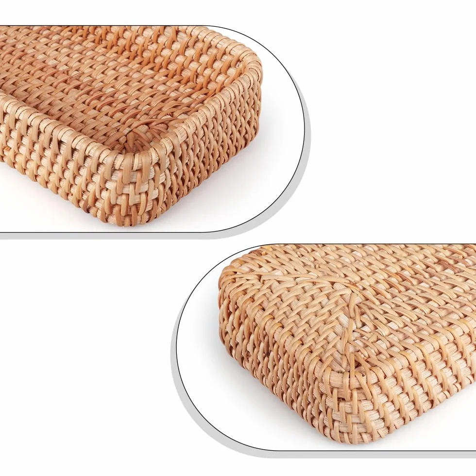 Rattanowy kosz na pieczywo pleciony naturalny 28 x 11,5 x 4 cm