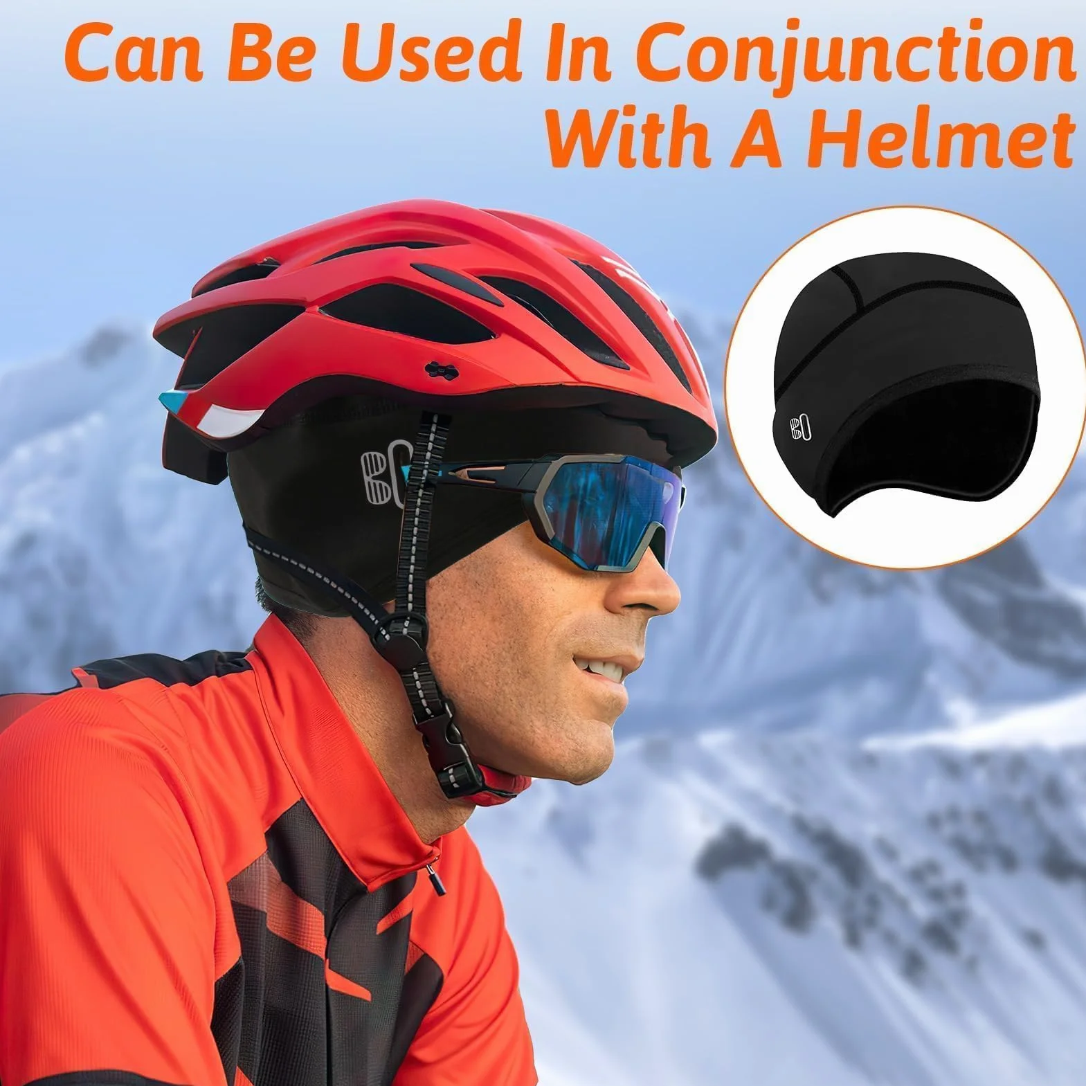 Zimowa czapka rowerowa, ciepła i wiatroszczelna czapka pod kask rowerowy, kask narciarski, lekka czapka na kask z otworem na okulary, idealna do rowerów wyścigowych, MTB – wygodna czapka rowerowa dla